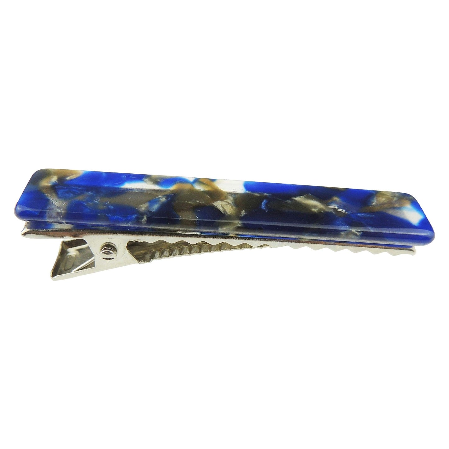 Womens Girls Set of 2 Marble Look Small 6cm School Birthday Party Hair Accessories Styling Clip Barrette Claw Hairpin Grips Concorde Beak Duckbill Clamp Alligator Crocodile (Pink Blue Marbled)