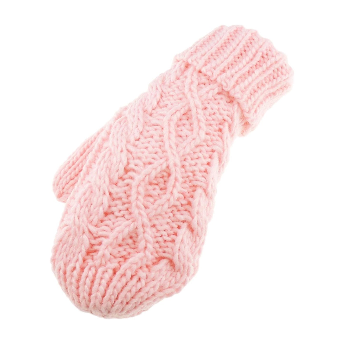 Ladies Womens Girls Chunky Thick Knit Crochet Cable Knit Thermal Fleece Lined Cold Weather Winter Ski Outdoor Accessories Hand Warmers Mittens Gloves Mitts, Christmas Birthday Gift (Cream)