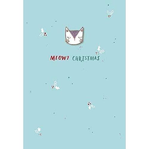 Hotch Potch Christmas Card with Enamel Pin Badge - Meowy Christmas