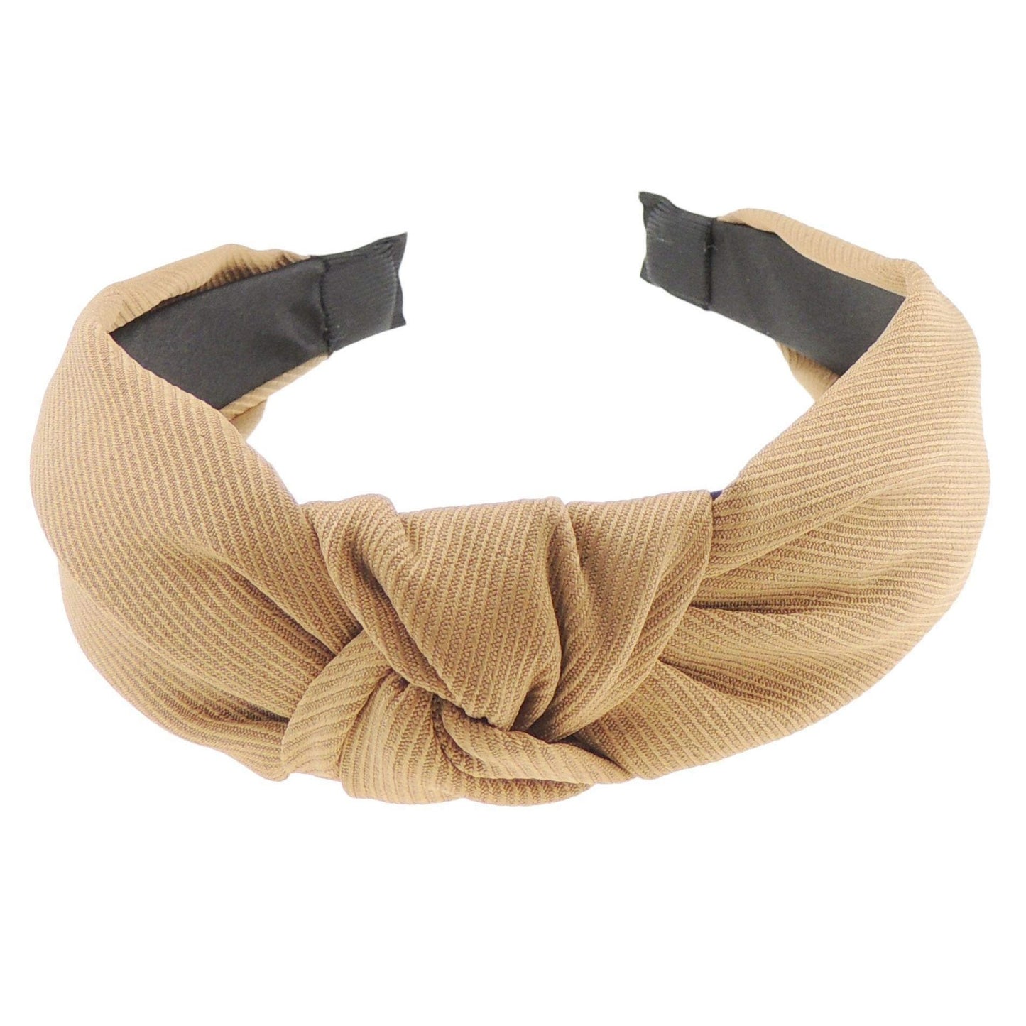 Ladies Draped Chiffon Stripe Twist Knot Headband Alice Band (Navy)