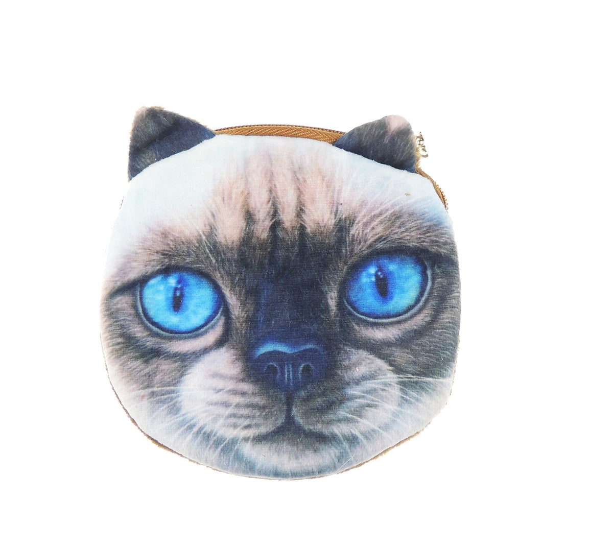 Womens Mens Cute Cat Kitten Kitty Animal Lovers Funny Christmas Birthday Gift Realistic Face Small Coin Change Money Makeup Zipper Holder Wallet Pouch Purse