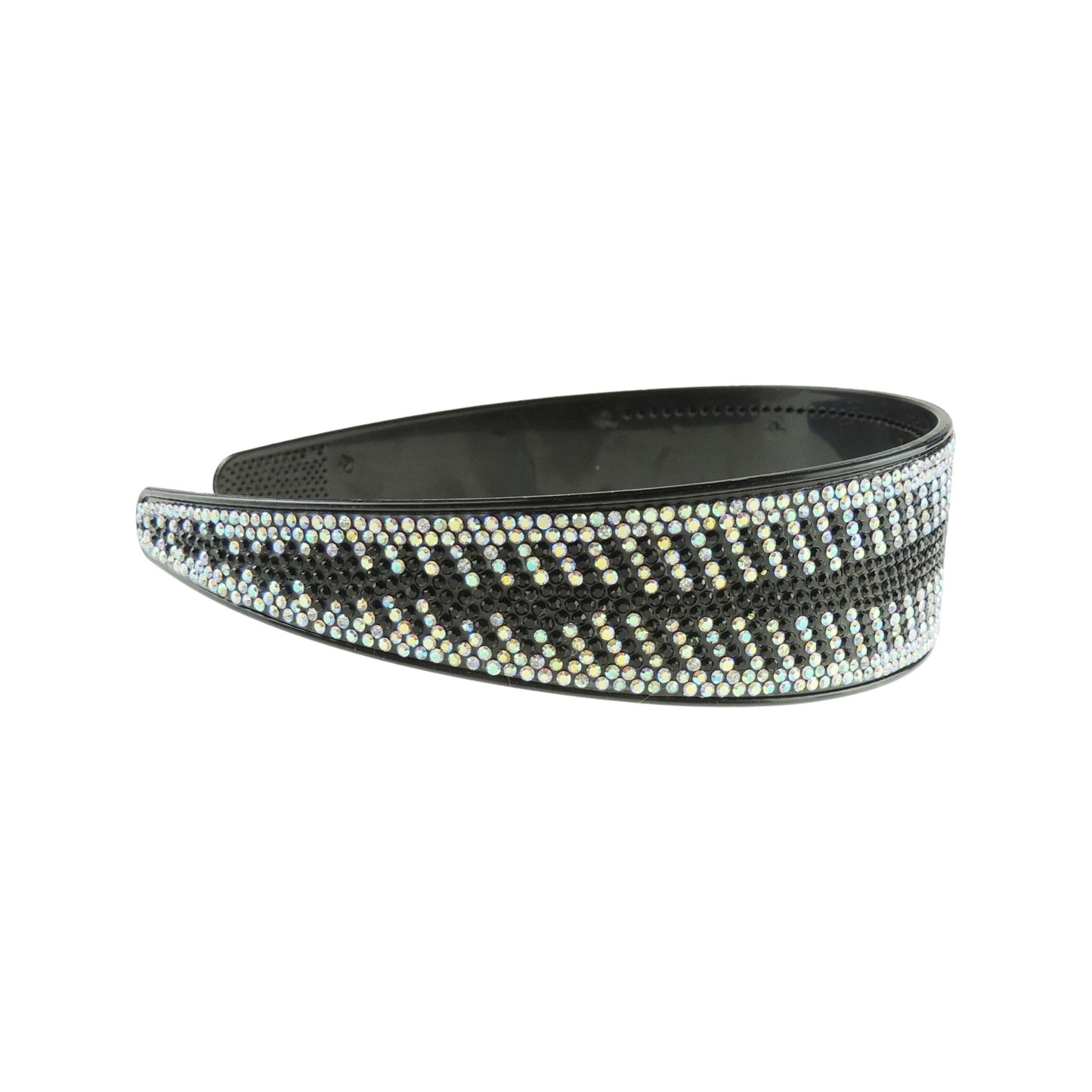 Extra Sparkly Wide Large Womens Diamante Rhinestone Black Crystal Wedding Formal Occasion Christmas Birthday Pageant Bridal Party Alice Band Headwear Hairband Headband (Black Silver AB, One Size)