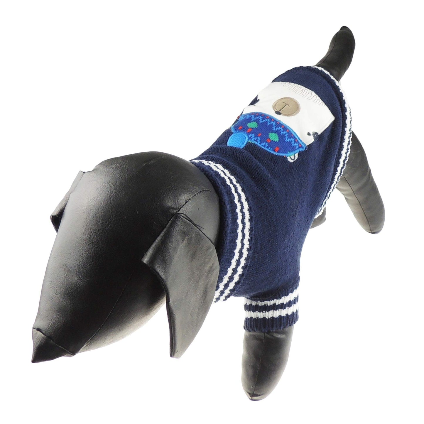 SMALL DOG BREED ONLY Cat Warm Knit Girl Boy Jumper Navy Blue Polar Bear