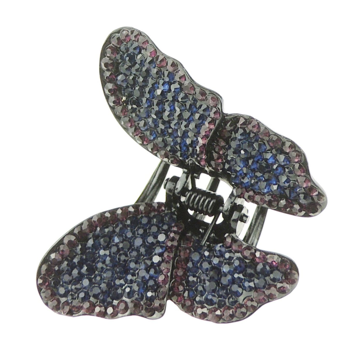 Ladies Black Metal Diamante Crystal Small Hair Claw Clamp Butterfly
