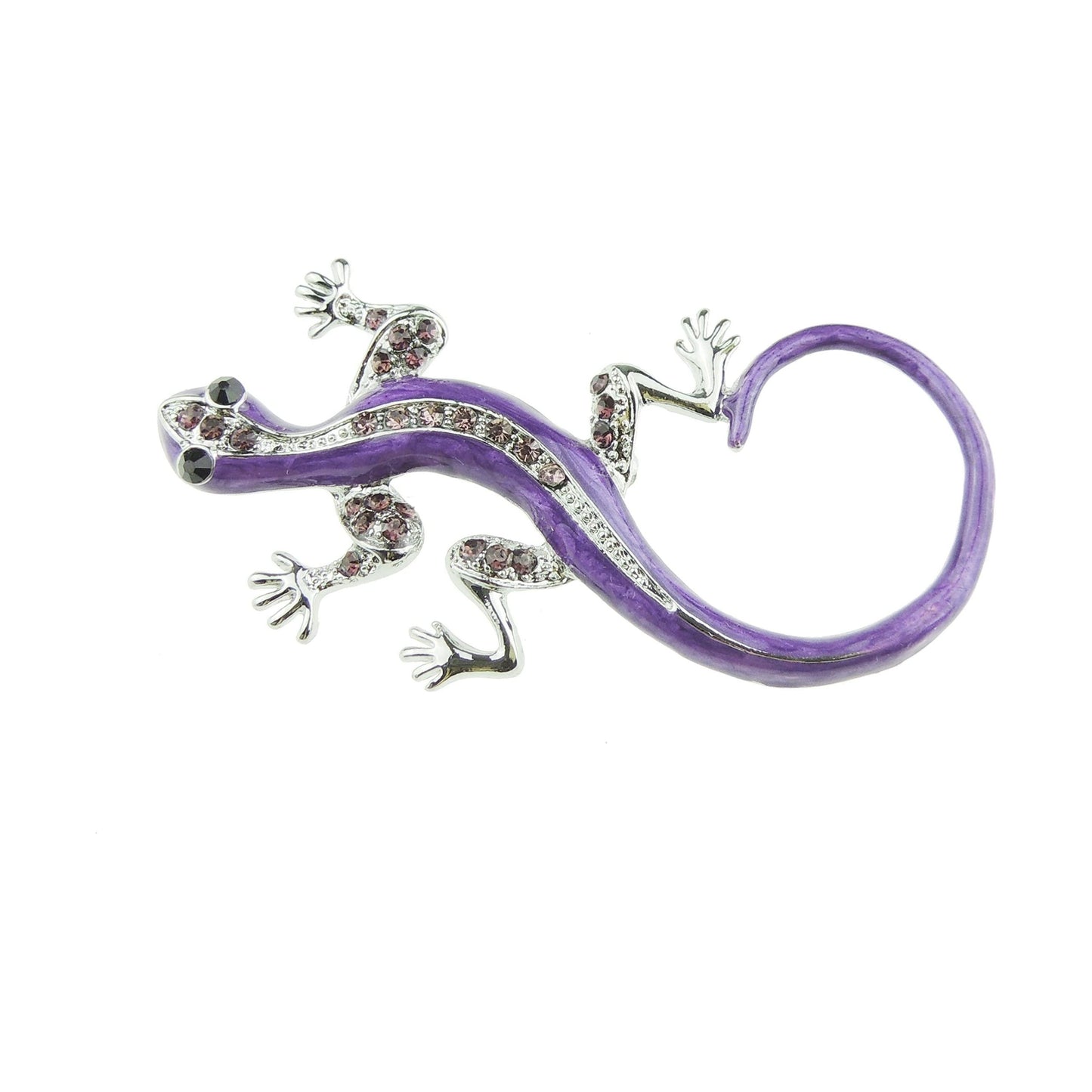 Cute Womens Mens Enamel Crystal RHinestone Gecko Lizard Iguana Reptile Lover Christmas Birthday Hijab Lapel Dress Gift Scarf Wedding Formal Occasion Blue White Green Brooch Badge Pin Boxed