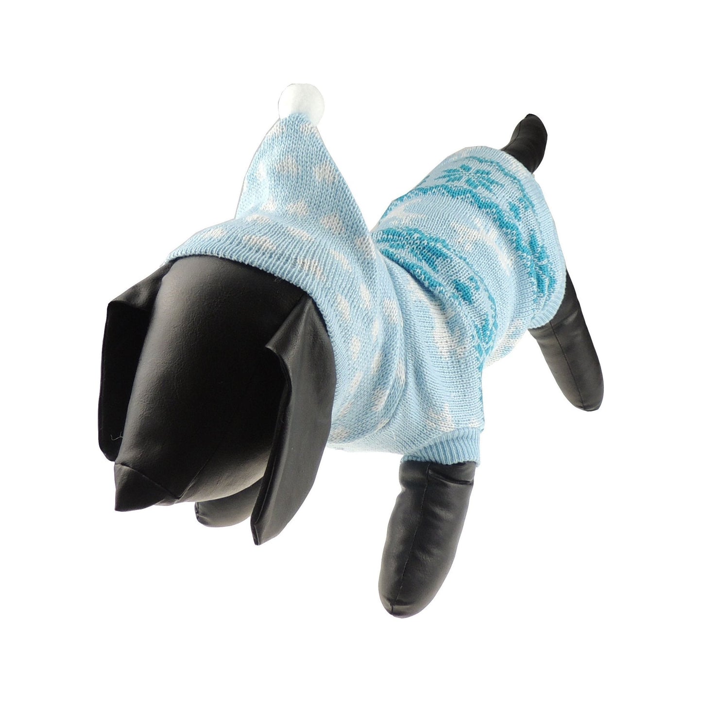 Festive Christmas Fair Isle Hearts Snowflakes Cute SMALL DOG ONLY Puppy Kitten Cat Outfit Warm Winter Girl Boy Jumper Coat Clothes Costume Ideas Pullover Wooly Knitted Sweater Hoodie (Blue M)