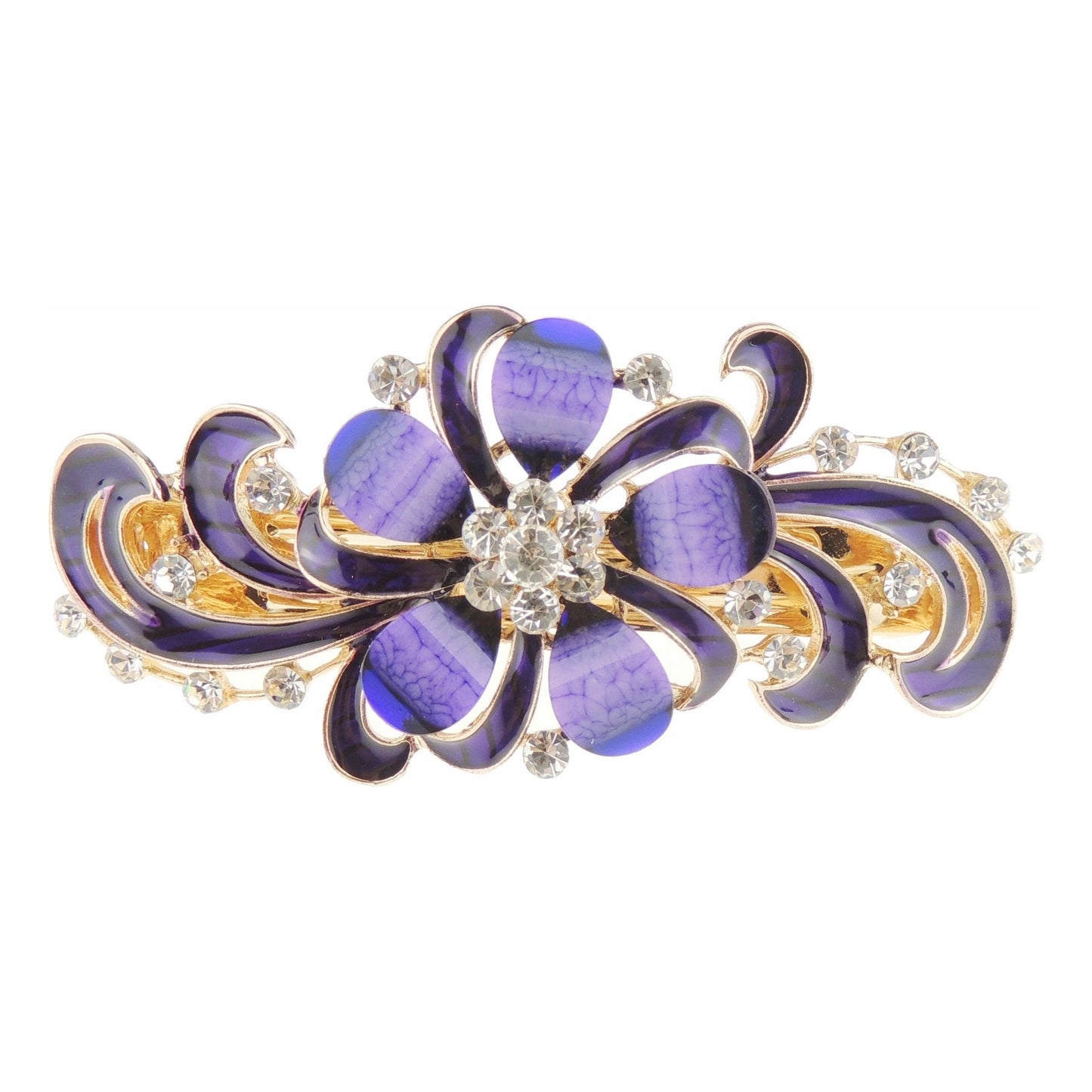 Womens Girls Crystal Rhinestone Diamante Wedding Birthday Party Evening Ponytail Fine Medium Hair Accessories Occasion Barrette Hairpin Grip French Spring Clip Enamel Swirly Leaves & Flower