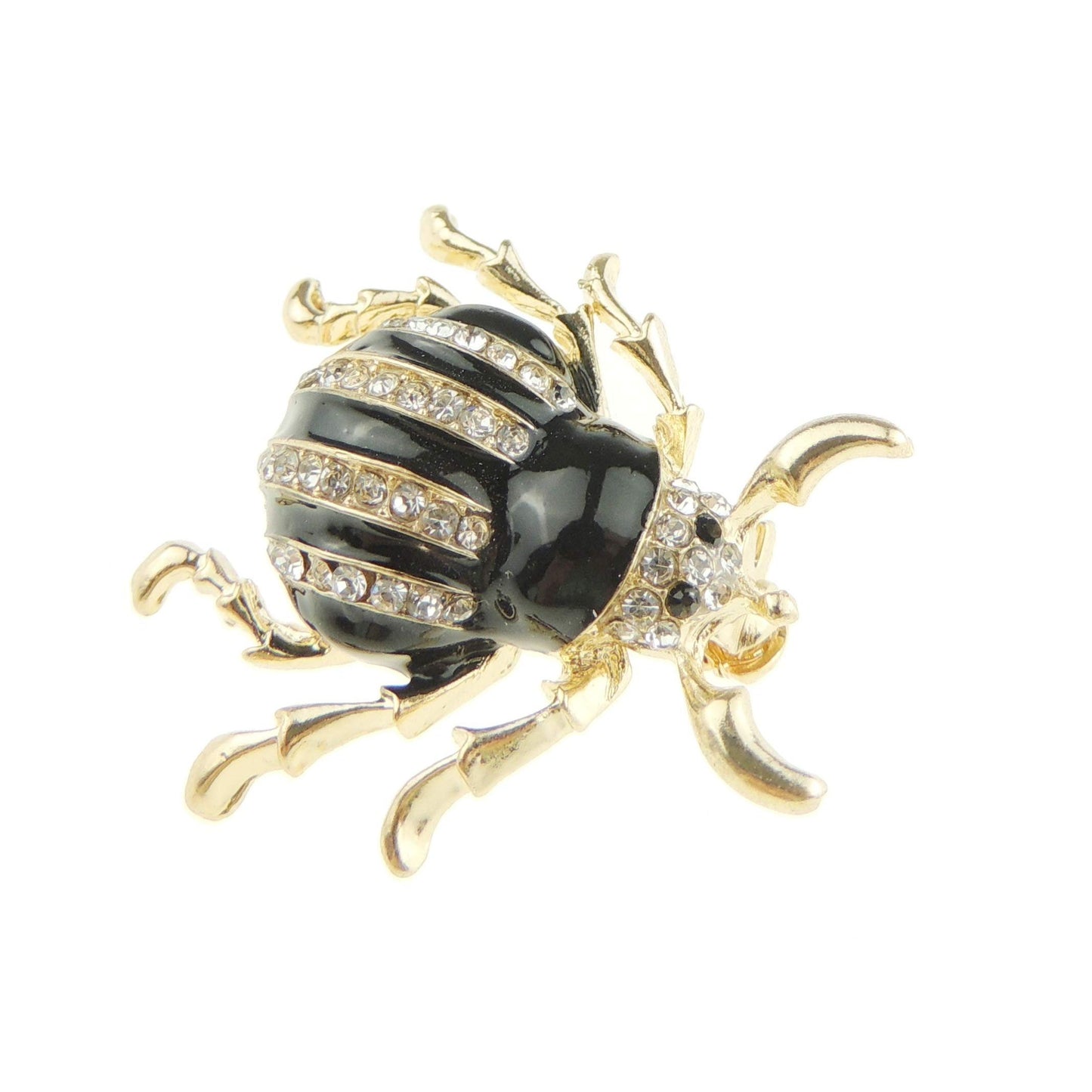 Sparkly Womens Party Wedding Dress Christmas Birthday Saree Scarf Lapel Diamante Bling Crystal Brooch Badge Breastpin Corsage Pin Enamel Insect Bug Beetle (Black)