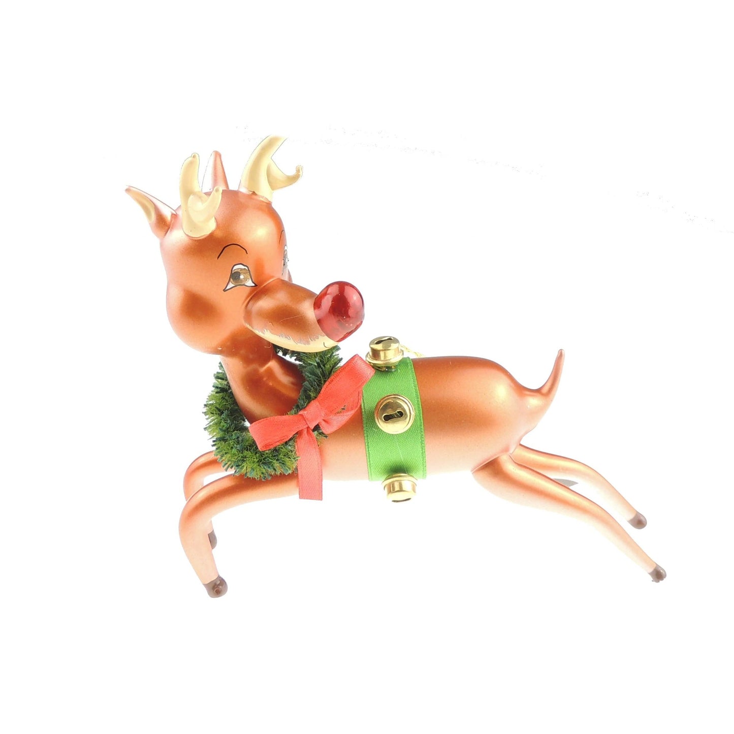 Italian Hand Blown Glass Keepsake Christmas Tree Ornament Bauble Festive Christmas Red Nosed Reindeer