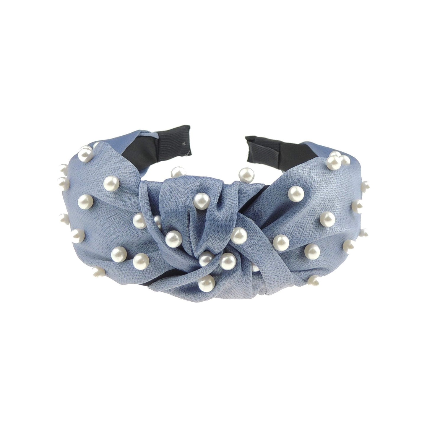 Womens Girls Knotted Top Knot Twist Twisted Satin Turban Faux Pearl Fabric Summer Accessory Wedding Guest Headpiece Formal Dance Christmas Party Birthday Headband Hair Alice Band