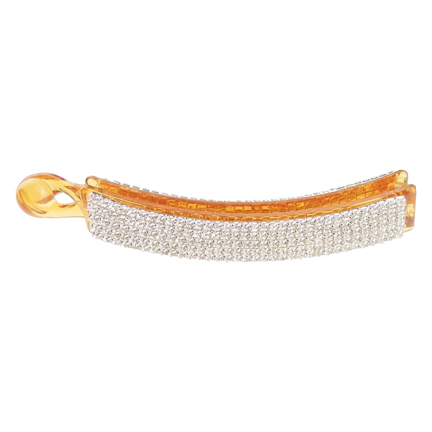 Womens Girls Plastic Ponytail Banana Crystal Diamante Rhinestone Sparkly Wedding Bridal Bride Hair Accessories Jewelery Banana Barrette Hair Clip Claw Clamp Square End (Brown)