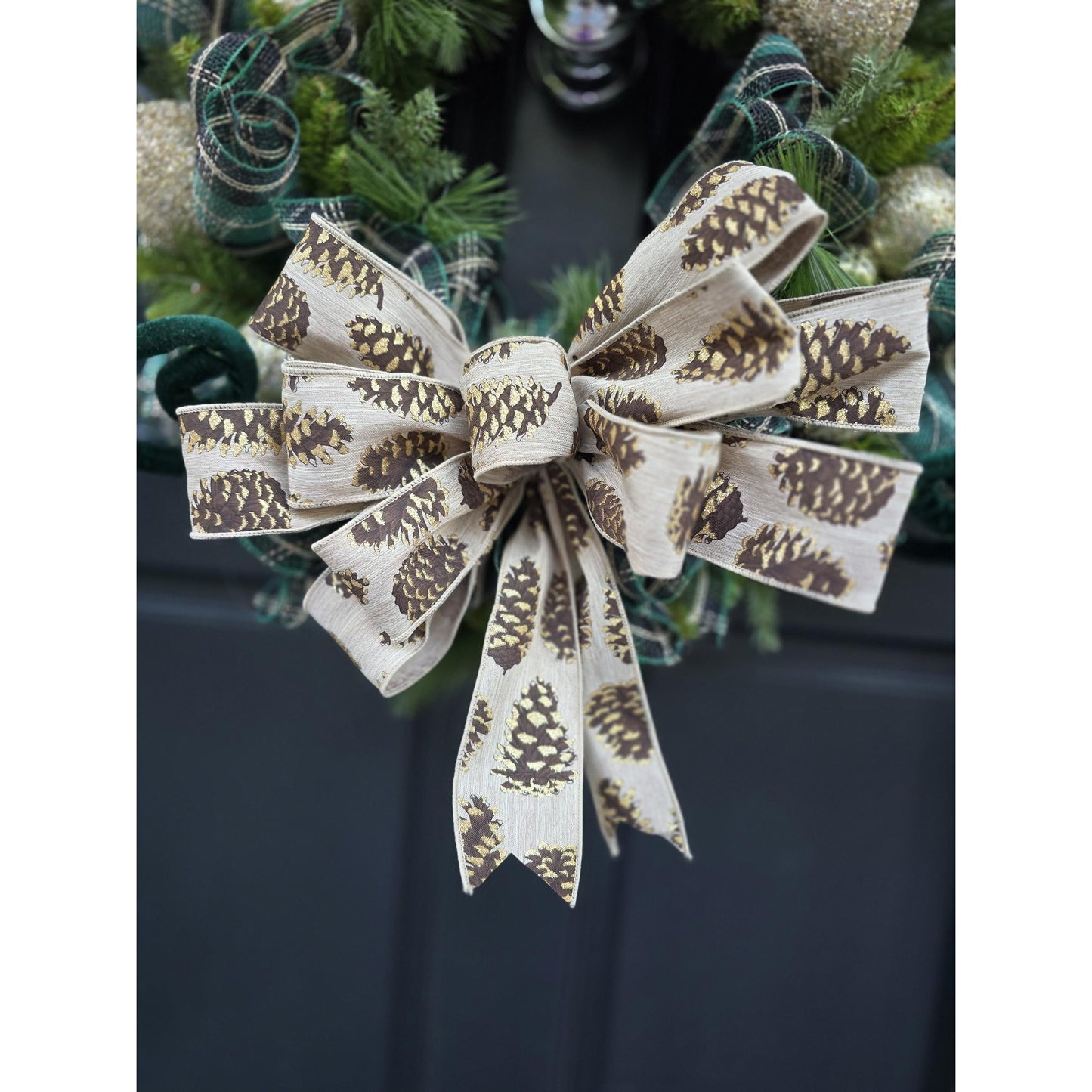 Luxury Gold & Green Christmas Wreath Front Door Luxury Home Decorations Xmas Winter Mantle Decor Holiday Wreath Advent Swag Fireplace Wall