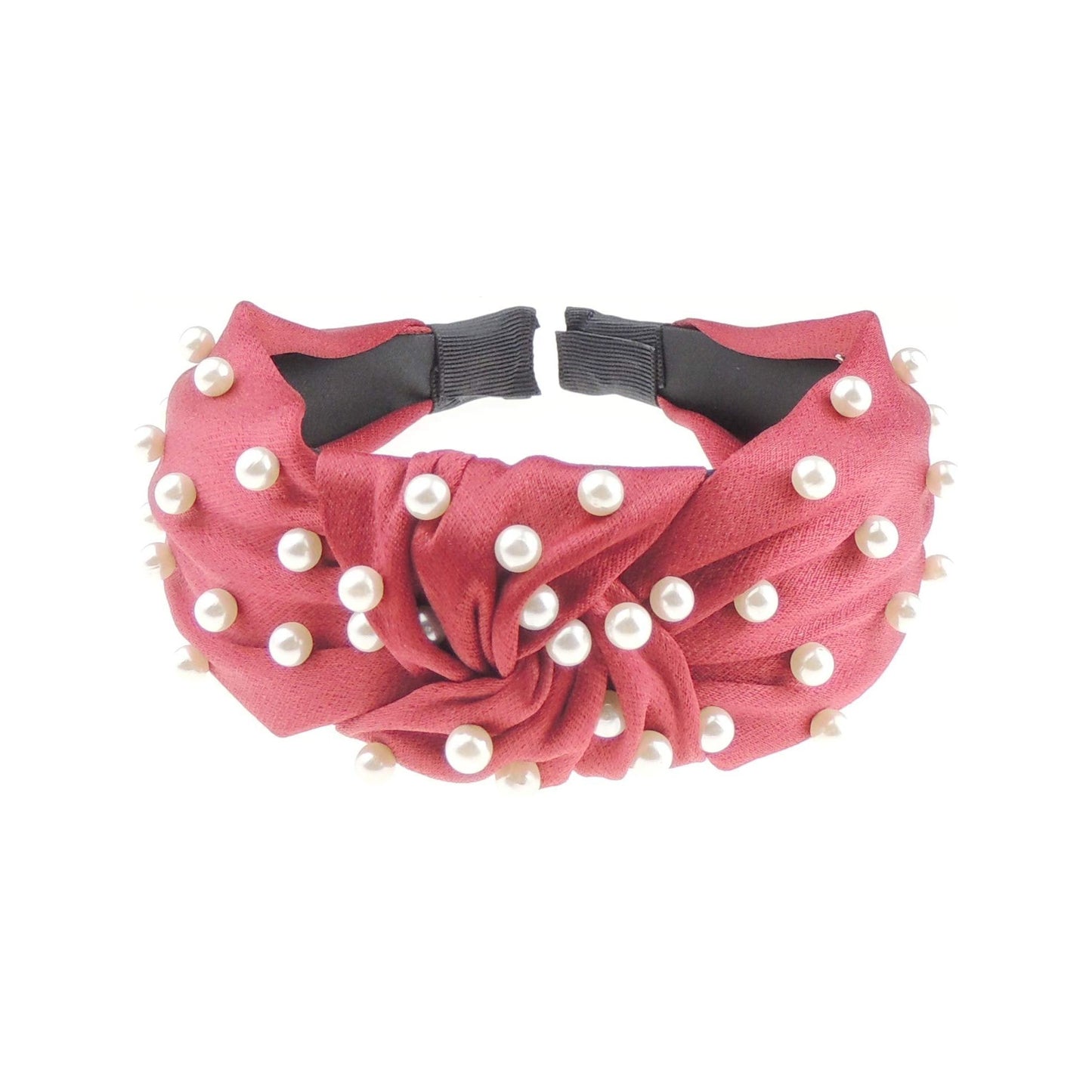 Womens Girls Knotted Top Knot Twist Twisted Satin Turban Faux Pearl Fabric Summer Accessory Wedding Guest Headpiece Formal Dance Christmas Party Birthday Headband Hair Alice Band
