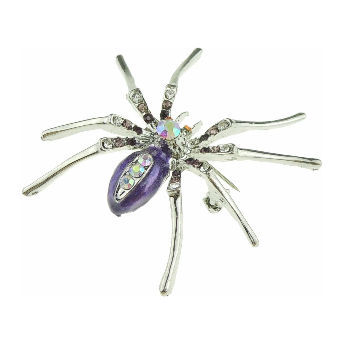 Unisex Diamante Rhinestone Crystal Enamel Halloween Fancy Dress Spider Badge Brooch (Red Gold Tone)