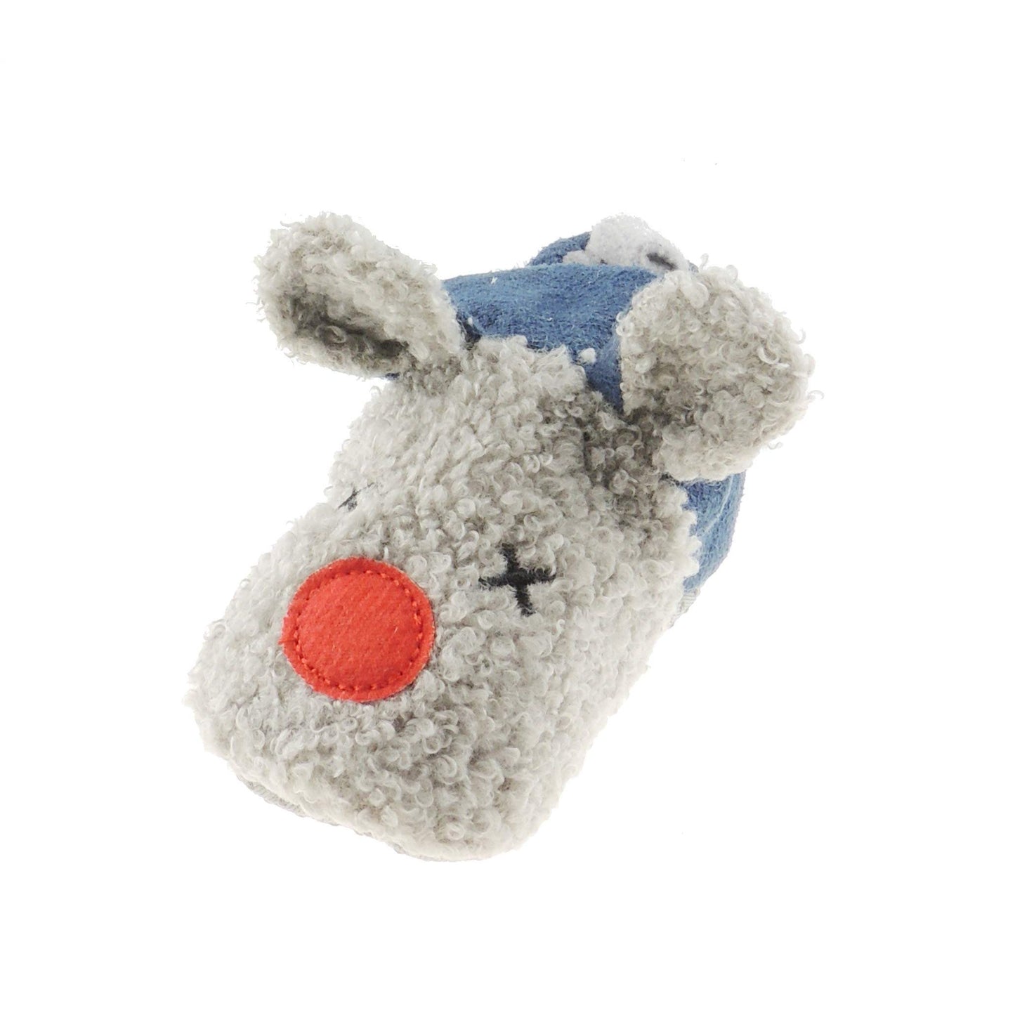 Glamour Girlz Baby Girls Boys Plush Grey & Navy Red Nose Reindeer Boot Booties Slippers