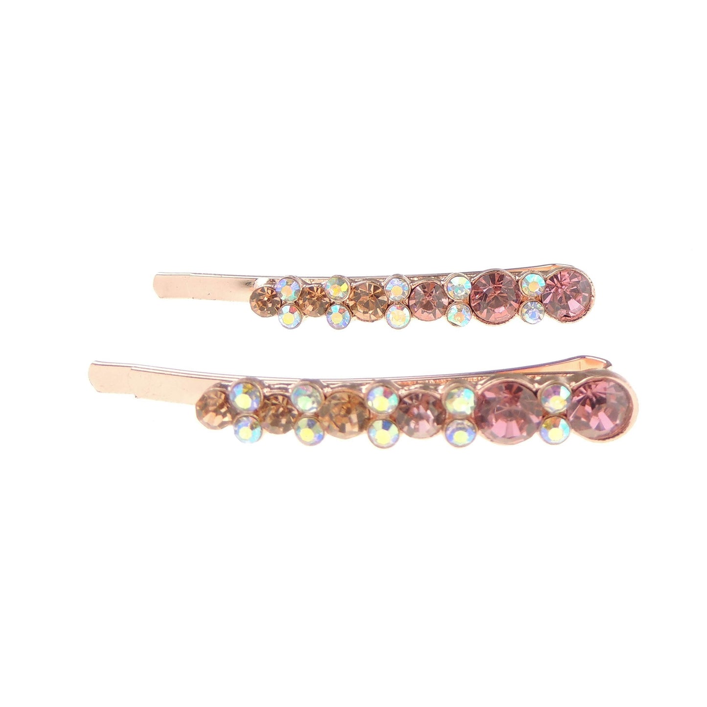 Set of 2 Girls Ladies 6cm Sparkly Crystal Circles Dots Hair Grips