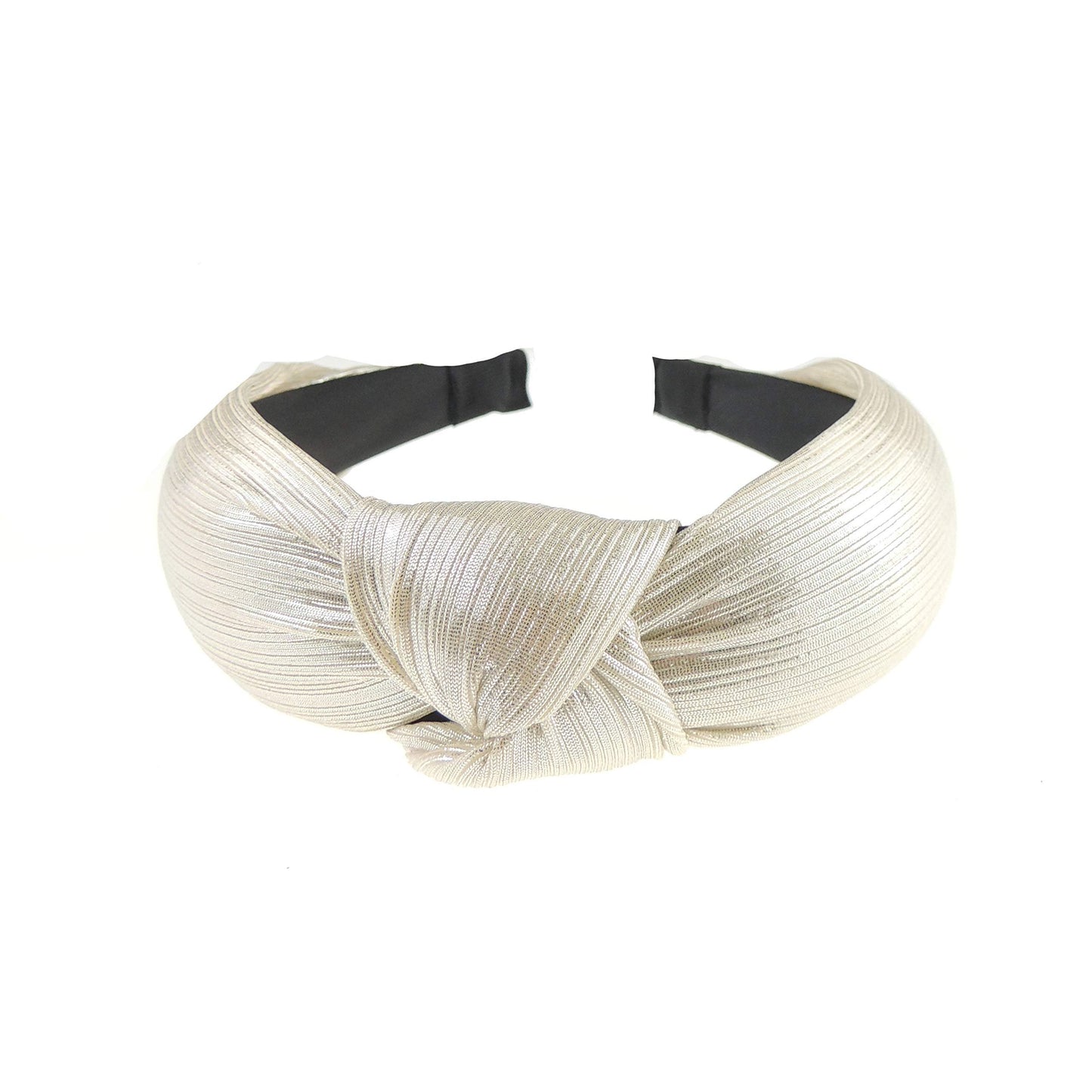Womens Girls Evening Fancy Metallic Pinstripe Fabric Knot Twist Twisted Turban Wide Thick Formal Fancy Dress Headband Alice Band Hair Accessories Hairband Christmas Wedding Bridesmaid Party Royal Blue