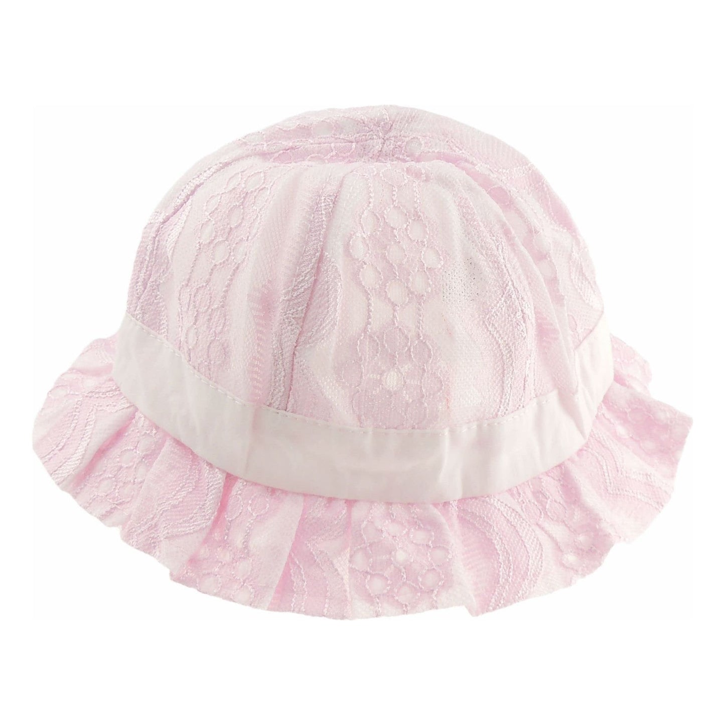 Glamour Girlz Baby Girls Lace Covered Bow Trim Bucket Sun Cap Hat 0-6 Months