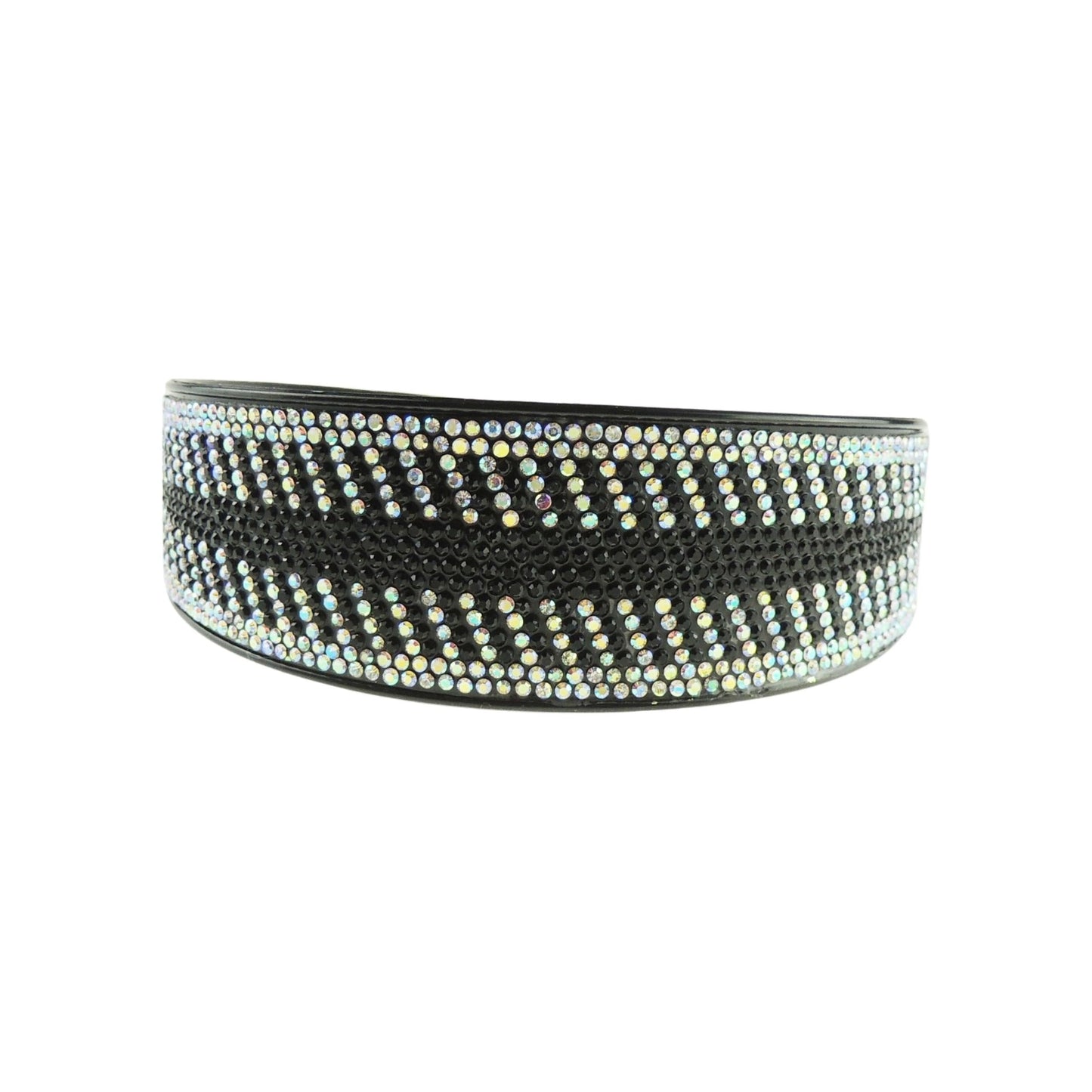 Extra Sparkly Wide Large Womens Diamante Rhinestone Black Crystal Wedding Formal Occasion Christmas Birthday Pageant Bridal Party Alice Band Headwear Hairband Headband (Black Silver AB, One Size)