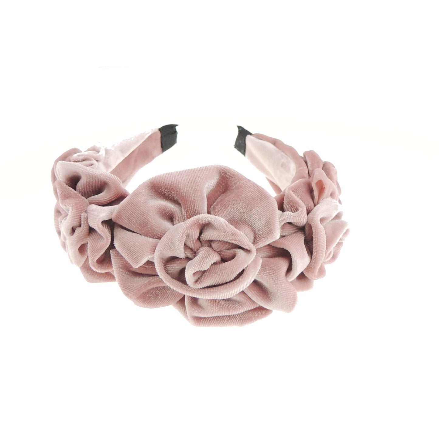 Womens Luxury Large Velvet Rosette Rose Flower Wide Velvet Winter Evening Wedding Party Birthday Bridal Christmas Birthday Bridesmaid Headband Alice Band Hair Accessories Hairband (Gold)