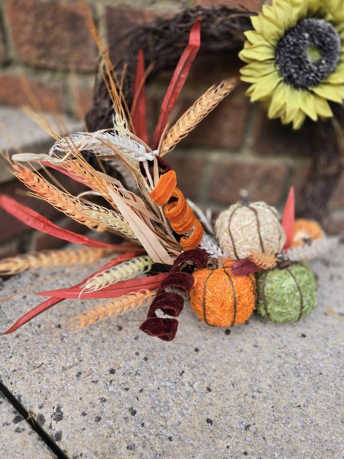 Autumn Vibes Fall Orange Harvest Front Door Wreath Rustic Wall Porch Hanger