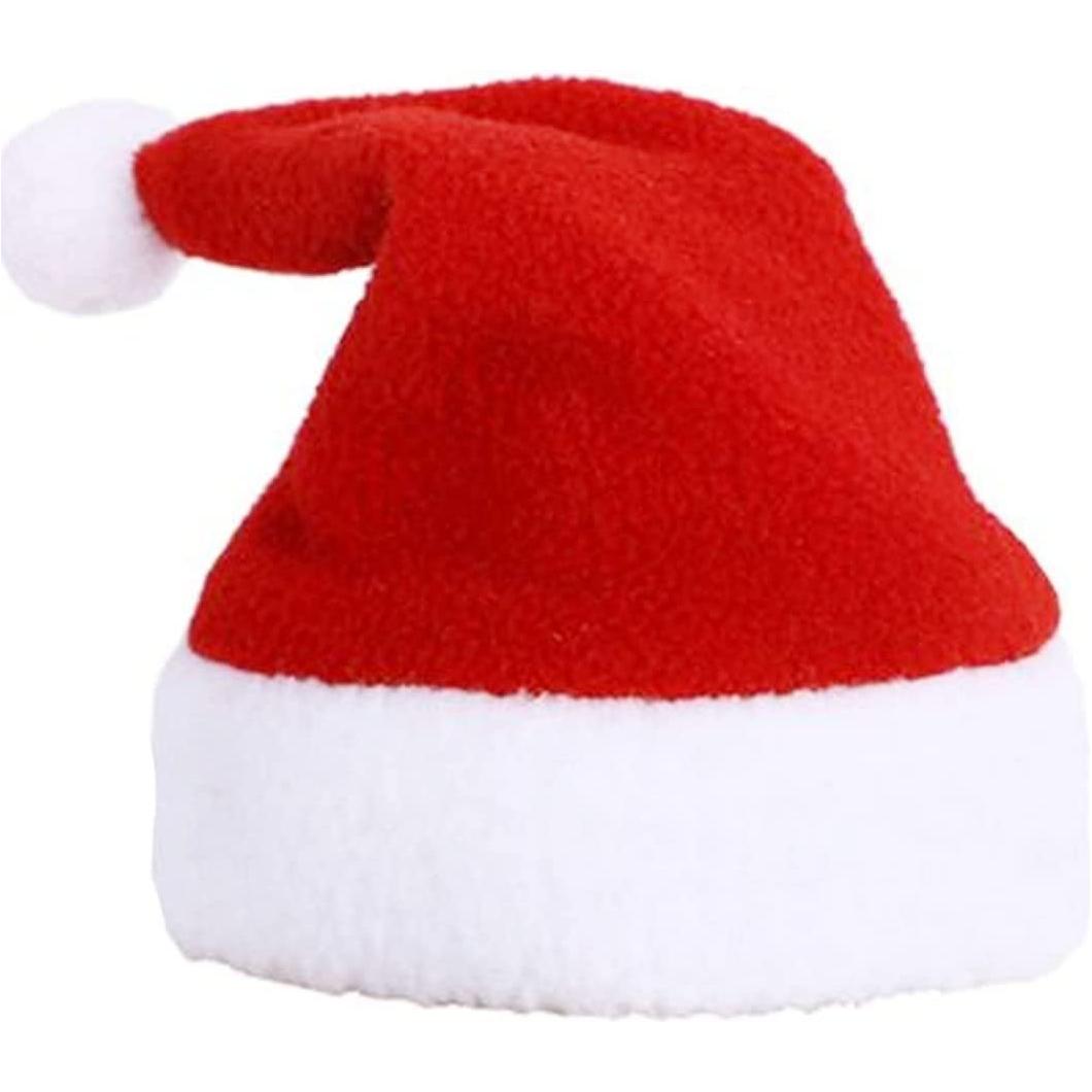 Cute Festive Red Funny Santa Claus Father XMAS Christmas Party Warm Fleece Cap Hat Boy Girl SMALL DOG BREED ONLY Puppy Kitten Cat Accessories Costume Clothes Fancy Dress (Red Green Stripe)
