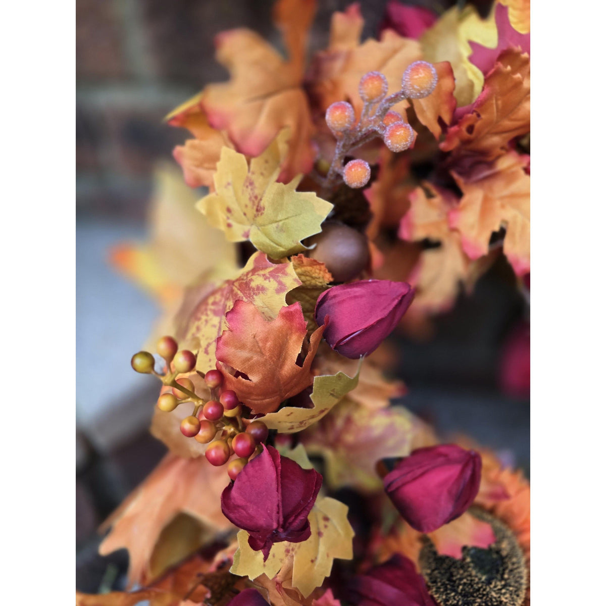 Teal Pumpkin Autumn Wreath | Colourful Harvest Grapevine Front Door Wreath | 40cm (16")