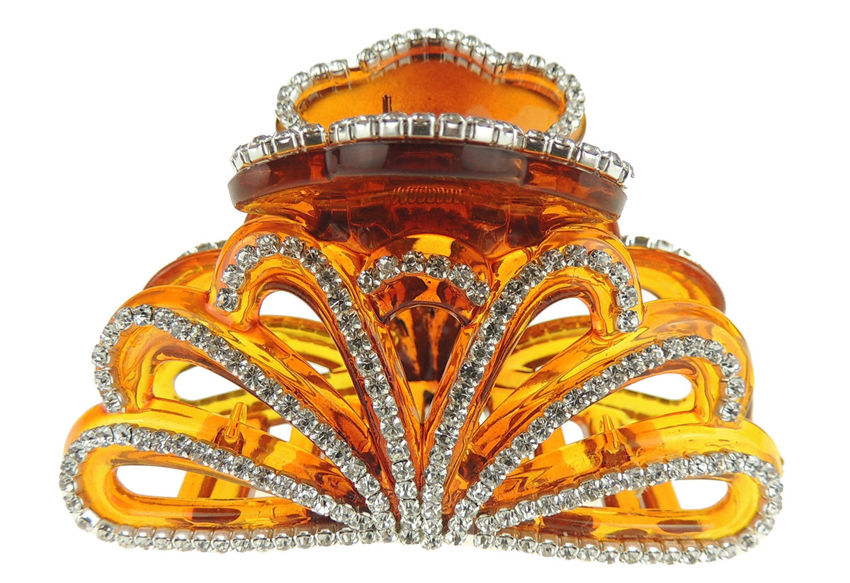 Extra Sparkly 8cm Diamante Crystal Evening Hair Claw Clamp Peacock