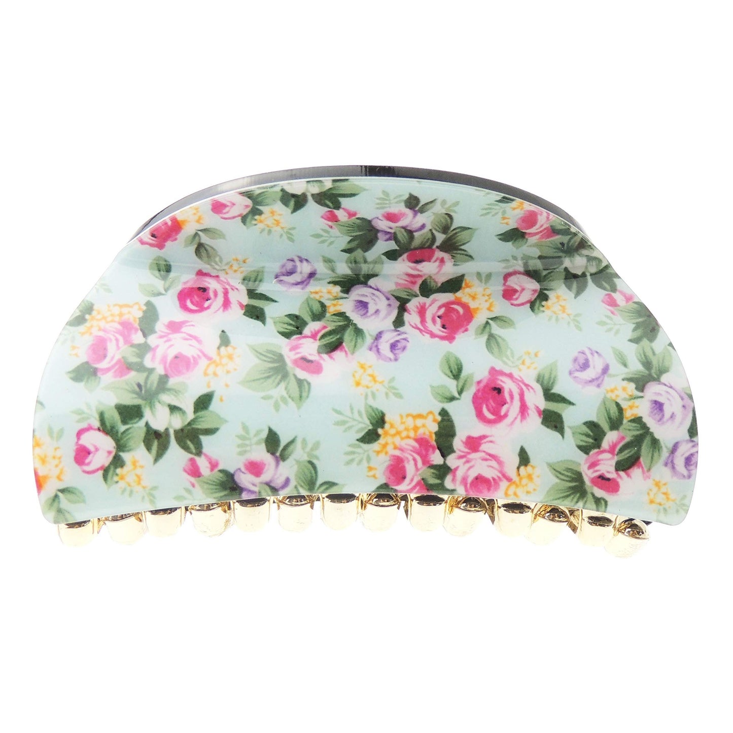 Women Girls Wave Jaw Clip Octopus Clamp Grip Bridal Wedding Party Styling Fine Thin Hair Accessories Butterfly claw Roses Floral Flowers Print (Cream)