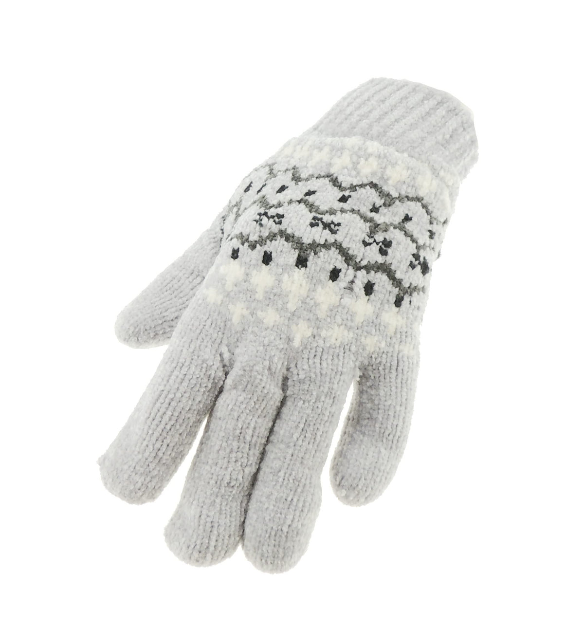 Glamour Girlz Womens Ladies Girls Thick Knitted Thermal Fleece Lined Cold Weather Winter Ski Outdoor Hand Warmers Touch Screen Mittens Gloves Mitts Christmas Birthday Gift Fair Isle Snowflake