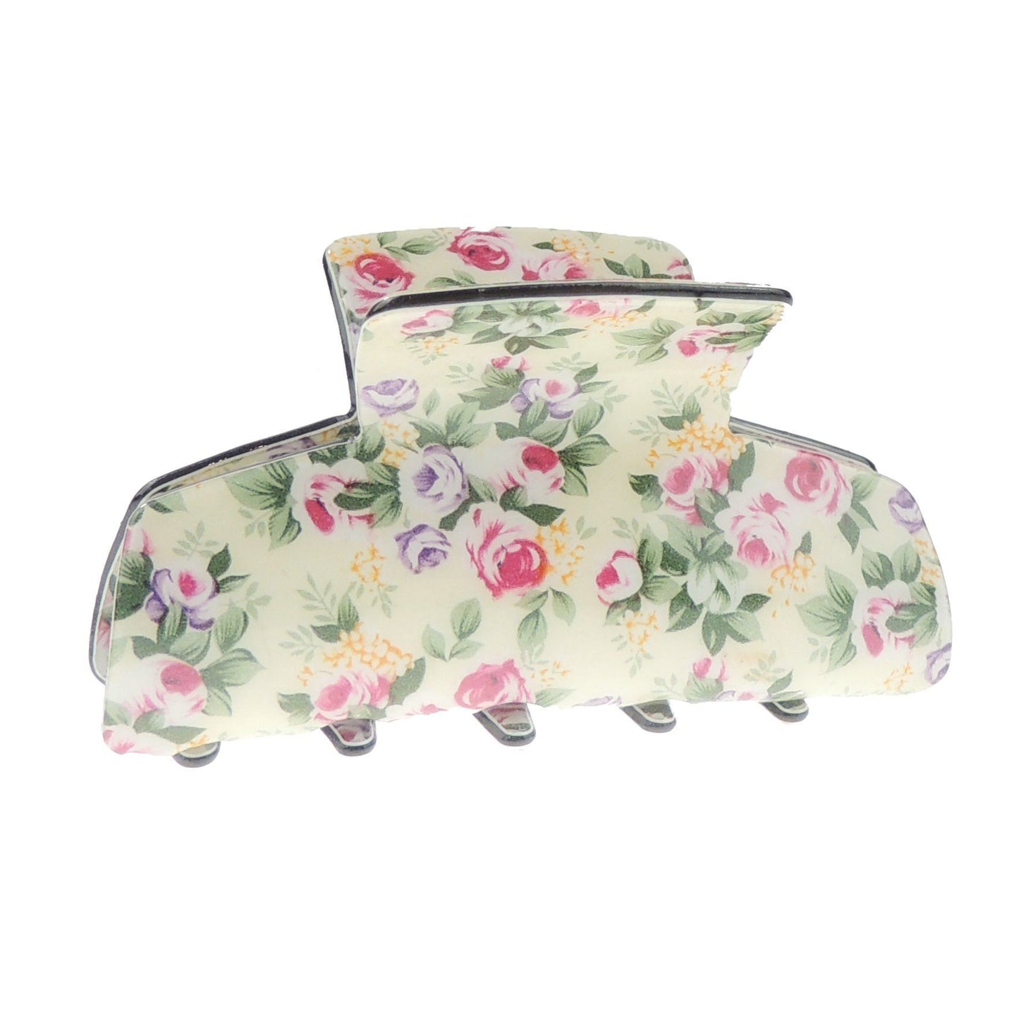 Womens Girls Strong Bridal Wedding Party Bridesmaid Birthday Hair Accessories Bulldog Crab Octopus Jaw Medium Butterfly Grip Hair Claw Clamp Clip Square Rectangle Floral English Garden Print