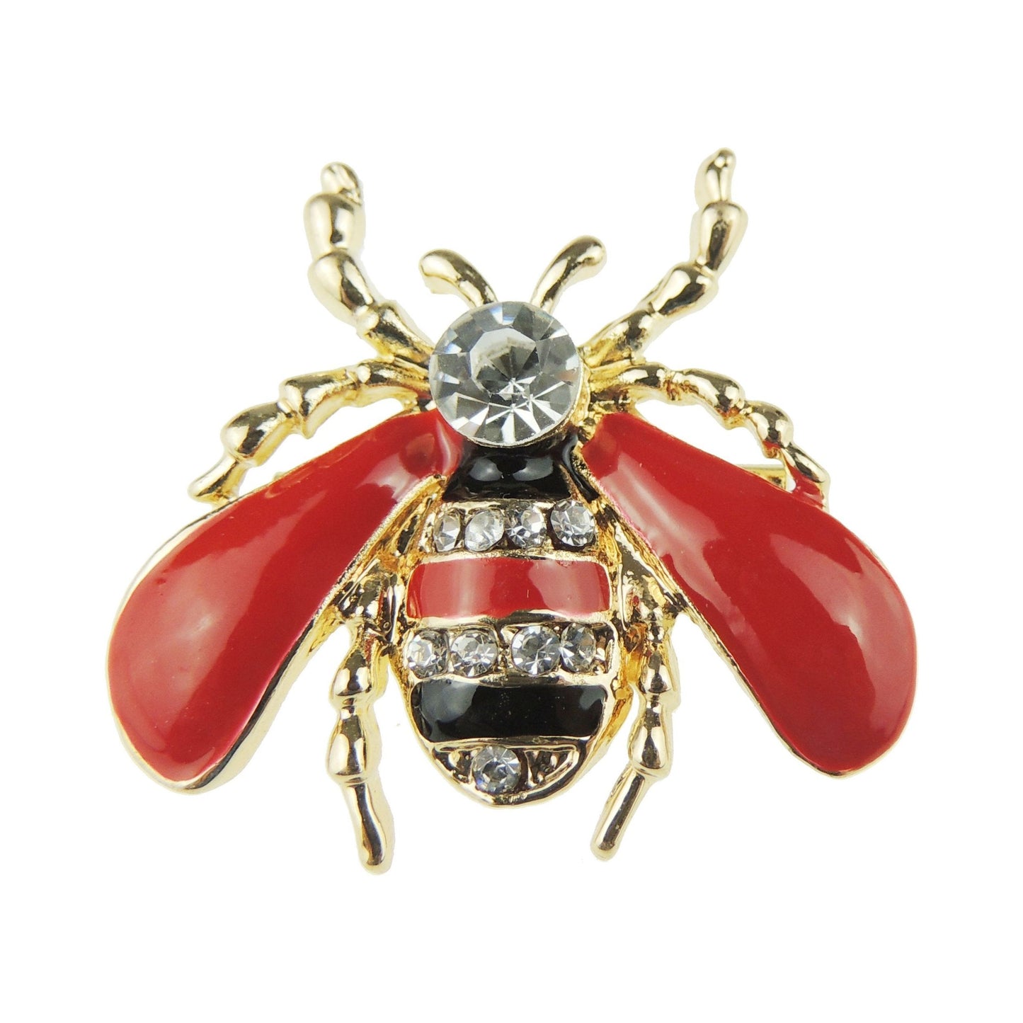Men Women Vintage Look Bridal Wedding Dress Birthday Gift Saree Scarf Lapel Diamante Bling Crystal Rhinestone Brooch Badge Breastpin Corsage Pin Insect Wasp Honey Bumble Bee Enamel Black Wings