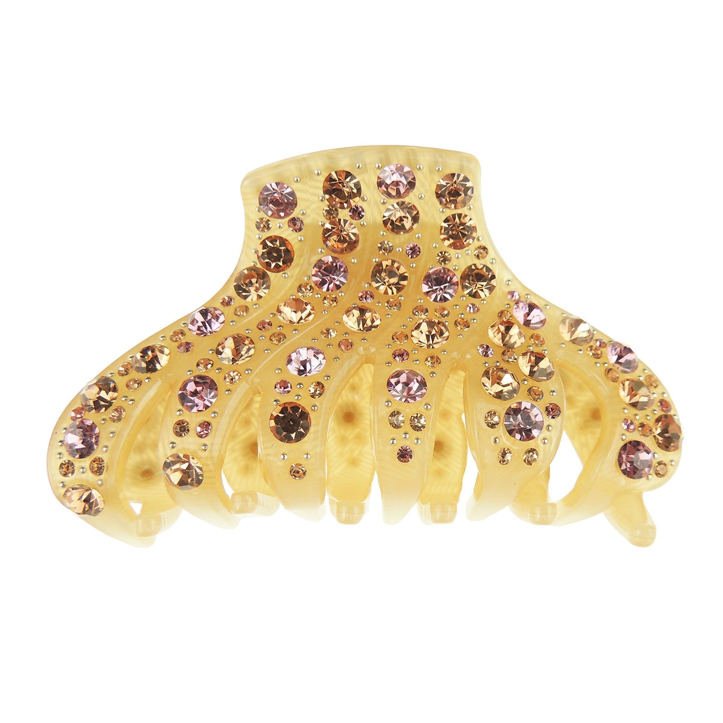 Sparkly Women Girls Jeweled Crystal Diamante Wave Jaw Clip Octopus Clamp Grip Bridal Wedding Party Styling Fine Medium Thin Hair Accessories Butterfly Claw Roses Floral Flowers Print 9cm Stripes