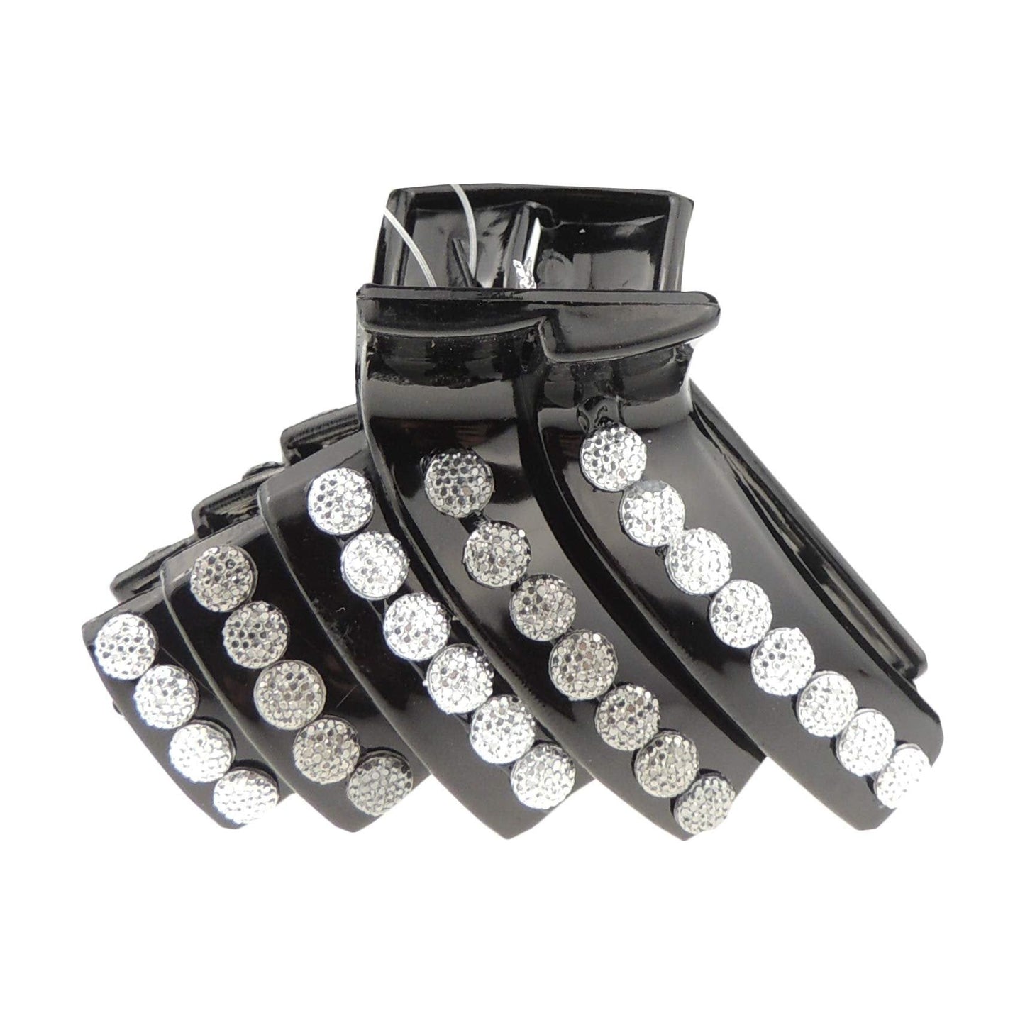Womens Girls Round Bridal Wedding School Party Bridesmaid Birthday Headpiece Thin Fine Short Hair Accessories Bulldog Crab Octopus Jaw Styling Hair Claw Clamp Clip Black Grey Stripes