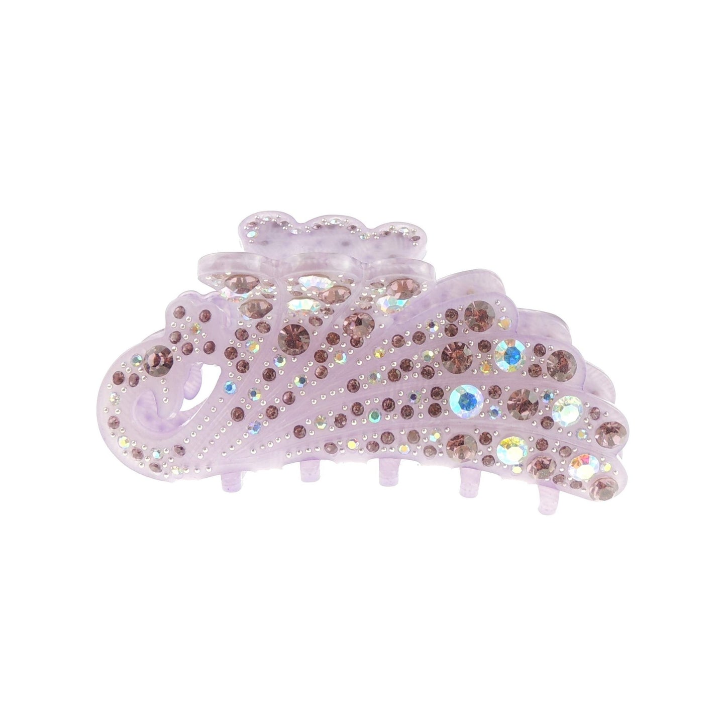 Sparkly Women Crystal Diamante Rhinestone Gems Wave Jaw Clip Octopus Clamp Grip Bridal Wedding Party Fine Thin Medium Short Styling Hair Butterfly Claw Peacock Wings Waves Peacock (Chocolate)