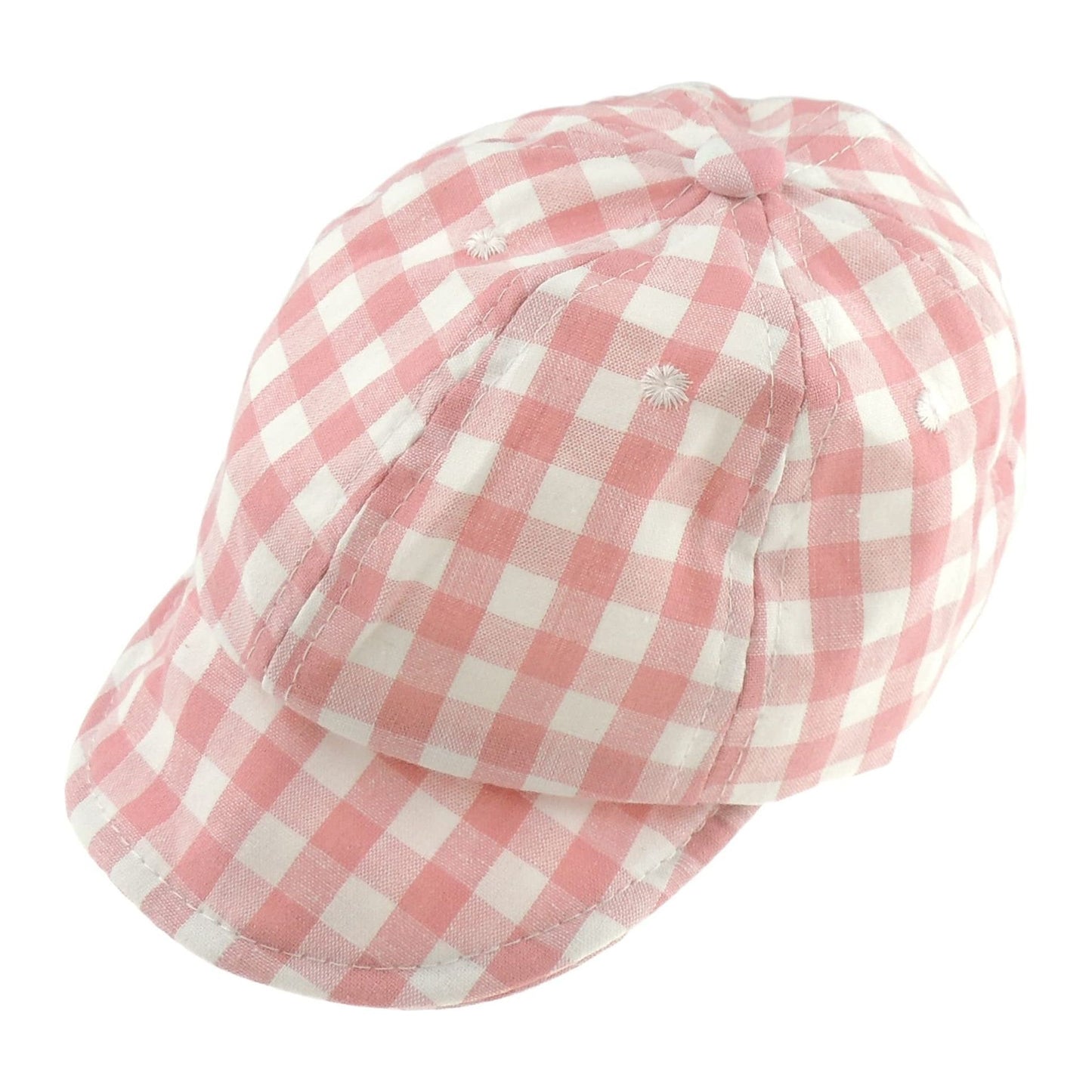 Glamour Girlz Baby Girls Boys Plaid Baseball Summer Cap Beanie Sun Hat 3-12 Months (Beige)