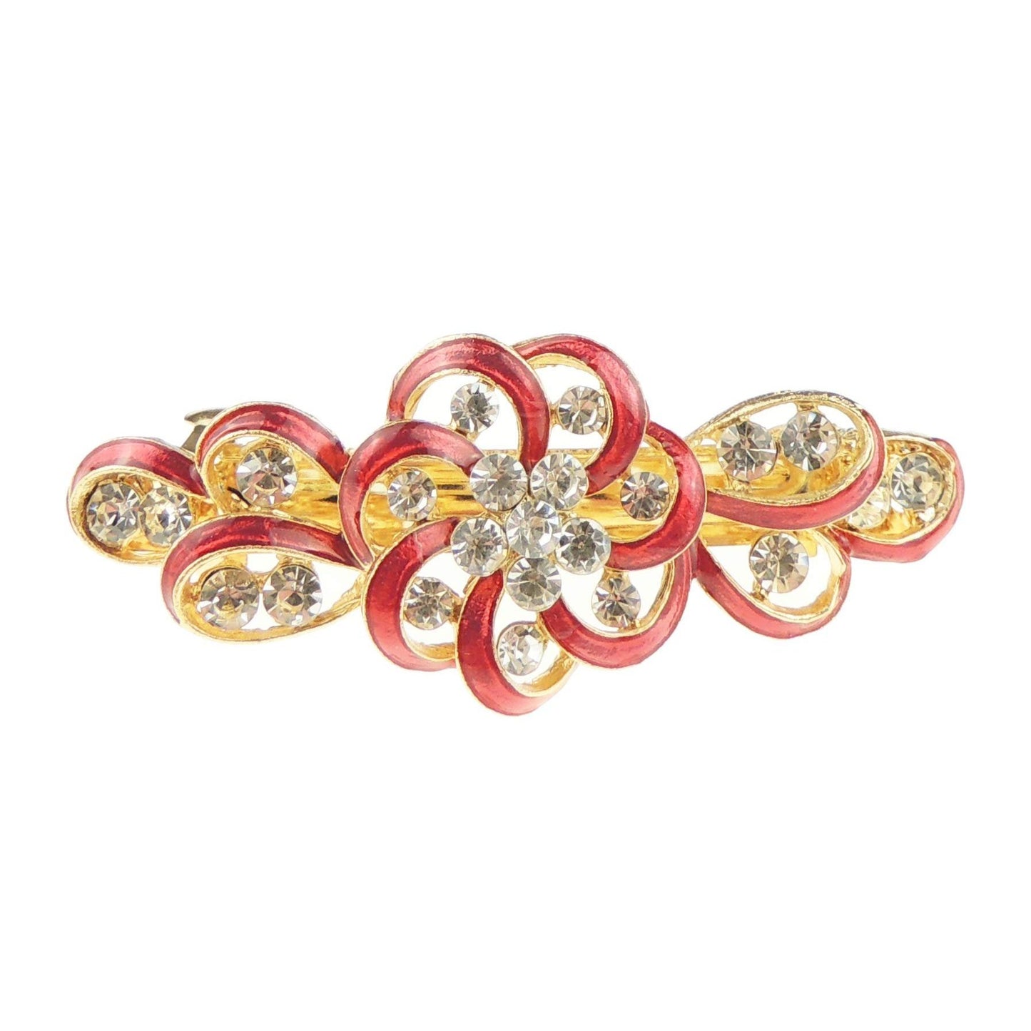 Womens Girls Crystal Rhinestone Diamante Wedding Birthday Party Evening Ponytail Fine Medium Hair Accessories Occasion Barrette Hairpin Grip French Spring Clip Enamel Round Bow (Turquoise)