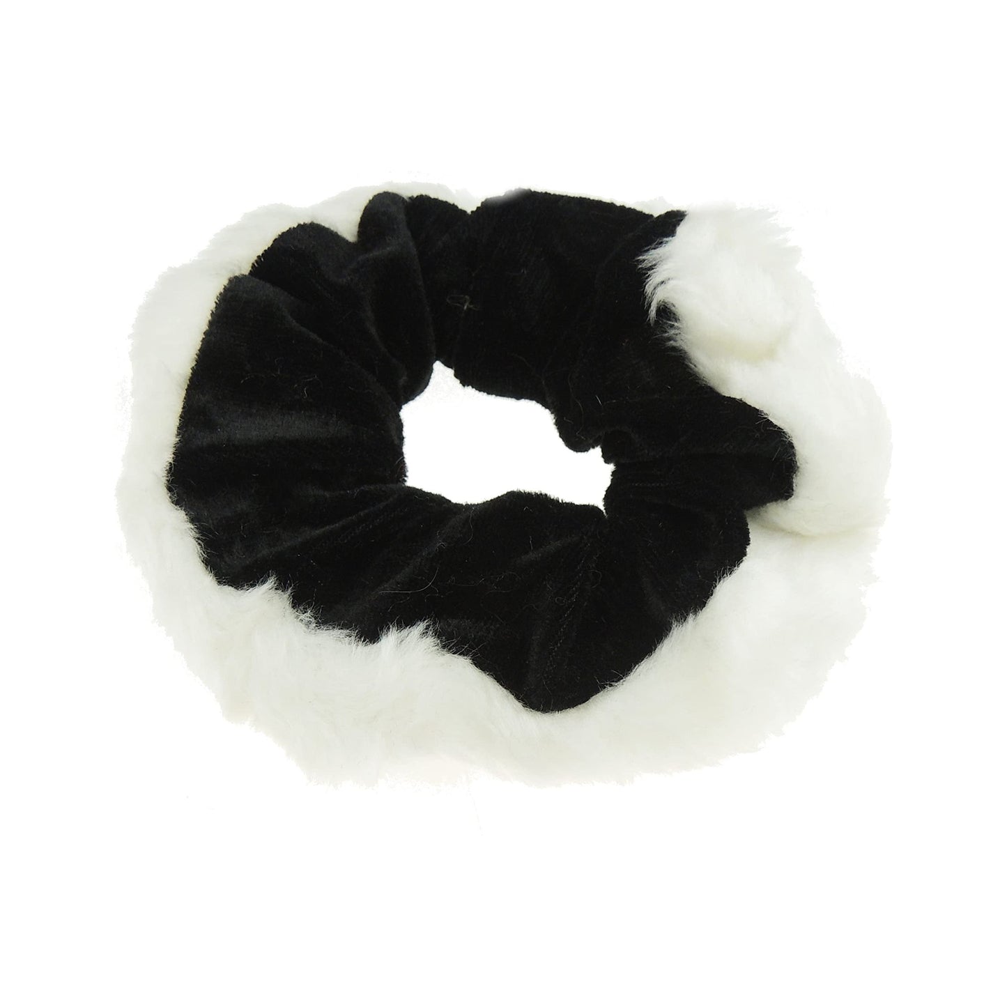 Womens Girls Black White Nuahgty List Santa Fabric Evening Christmas Birthday Bridal Wedding Bridesmaid Party Ponio Hair Scrunchie Tie Up Back Elastic Accessories Bobbles Ponytail Holder Rubber Bands