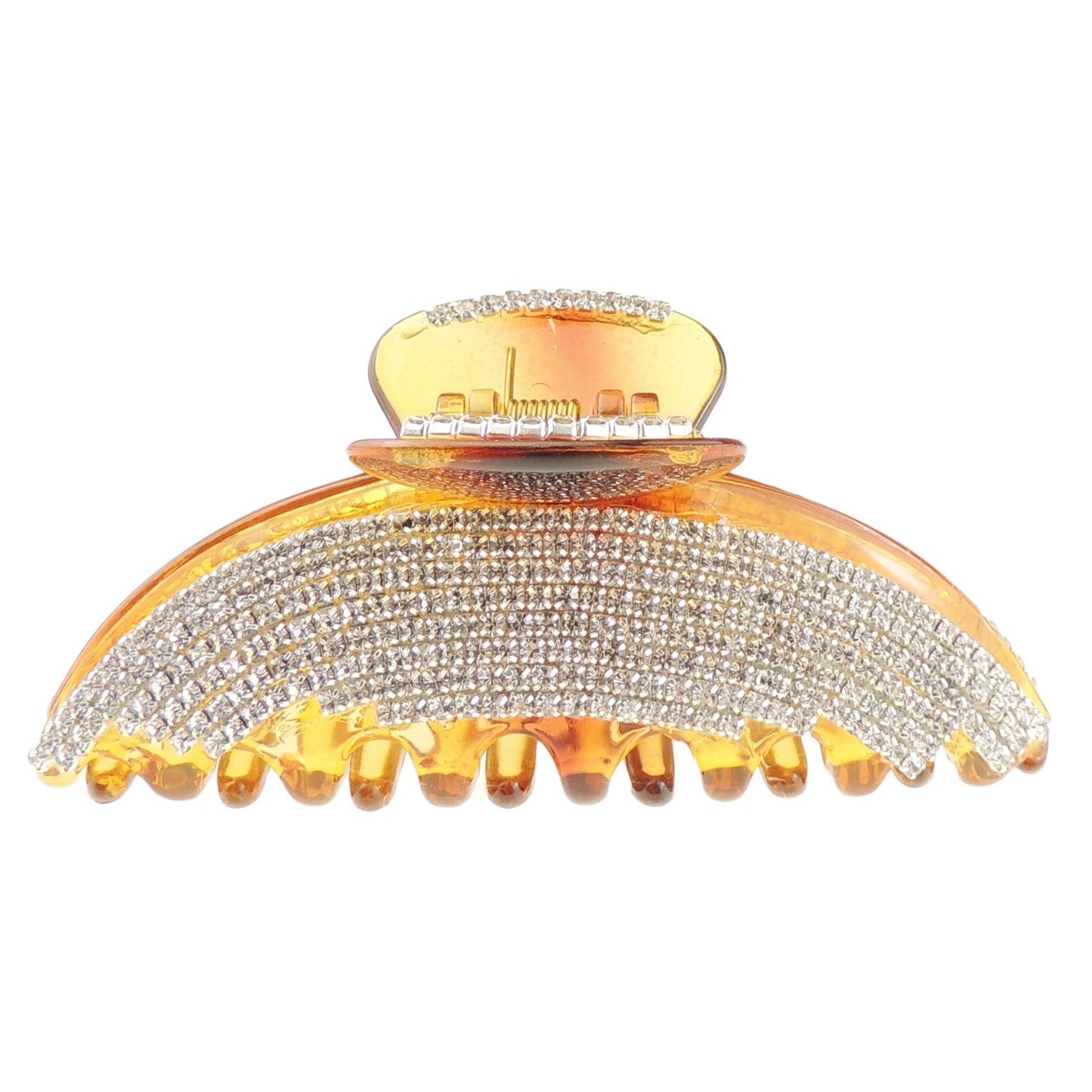 Extra Sparkly Women Girls Crystal Diamante Rhinestone Gems Wave Jaw Clip Octopus Clamp Grip Bridal Wedding Party Fine Thin Medium Short Styling Hair Butterfly Claw Sunset Large 11cm