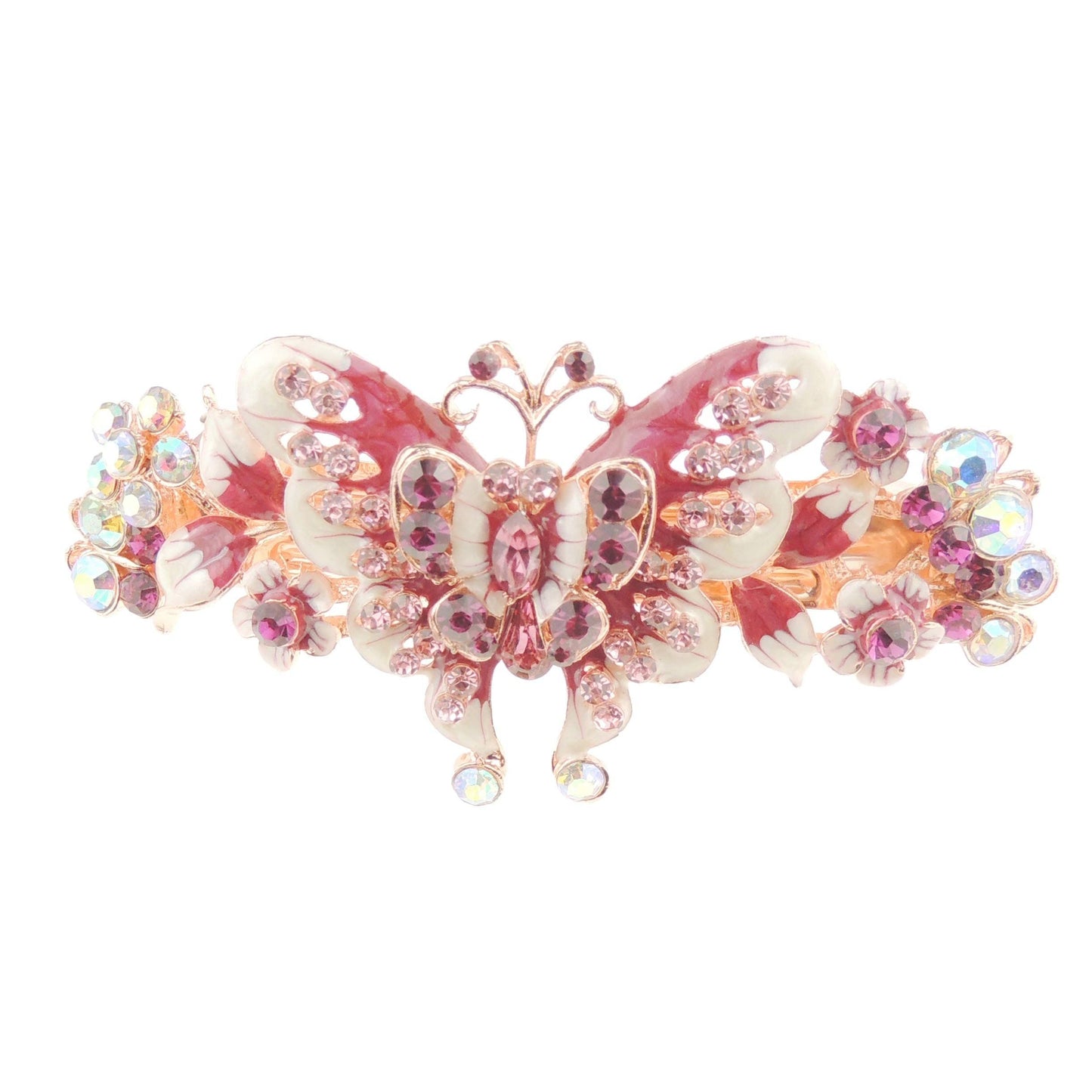 Womens Girls Crystal Rhinestone Diamante Wedding Birthday Party Evening School Ponytail Fine Medium Thick Hair Accessories Barrette Hairpin Grip French Spring Clip Enamel Butterfly Flower Leaves