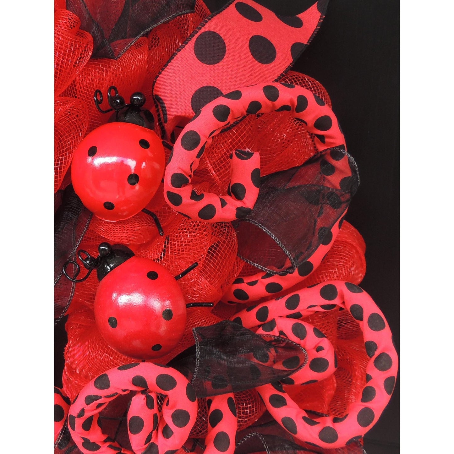 Luxury Ladybug Large Front Door Wreath Summer Fall Decor Hanger Wall Decoration Housewarming Gift Autumn Farmhouse Rustic Everyday Polka Dot