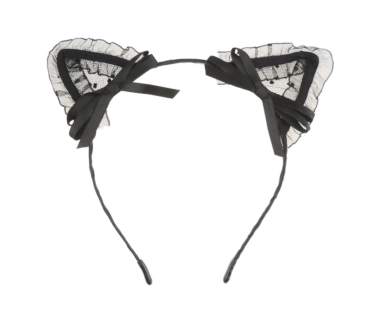 Womens Fancy Dress Up Party Role Play Cosplay Costume Christmas Hen Do Halloween Deely Deeley Bopper Animal Nativity Headband Hairband Hair Alice Band Fabric Lace Satin Bow Cat Ears Black