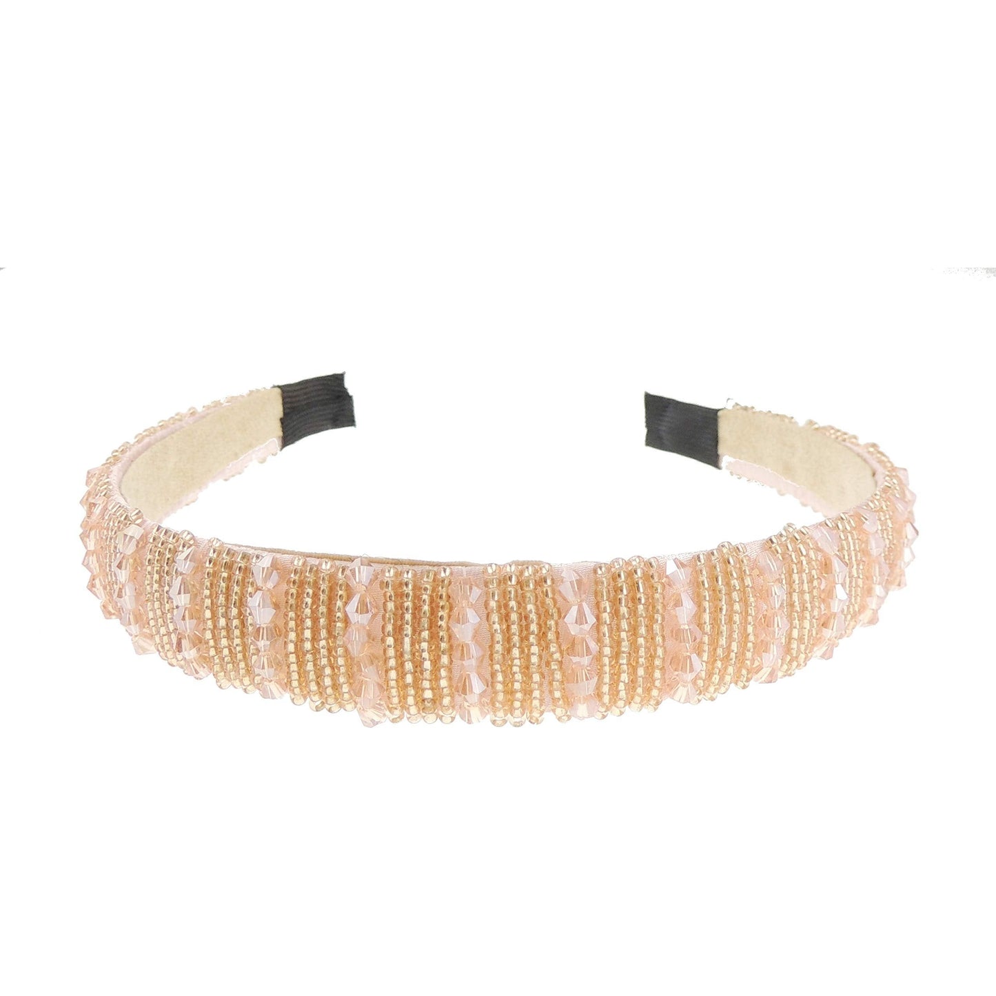 Womens Sparkly Beaded Jeweled Embellished Crystal Birthday Party Wedding Bridal Special Occasion Hair Accessories Narrow 2cm Short Long Hair Headband Alice Band Hairband (All Gold)