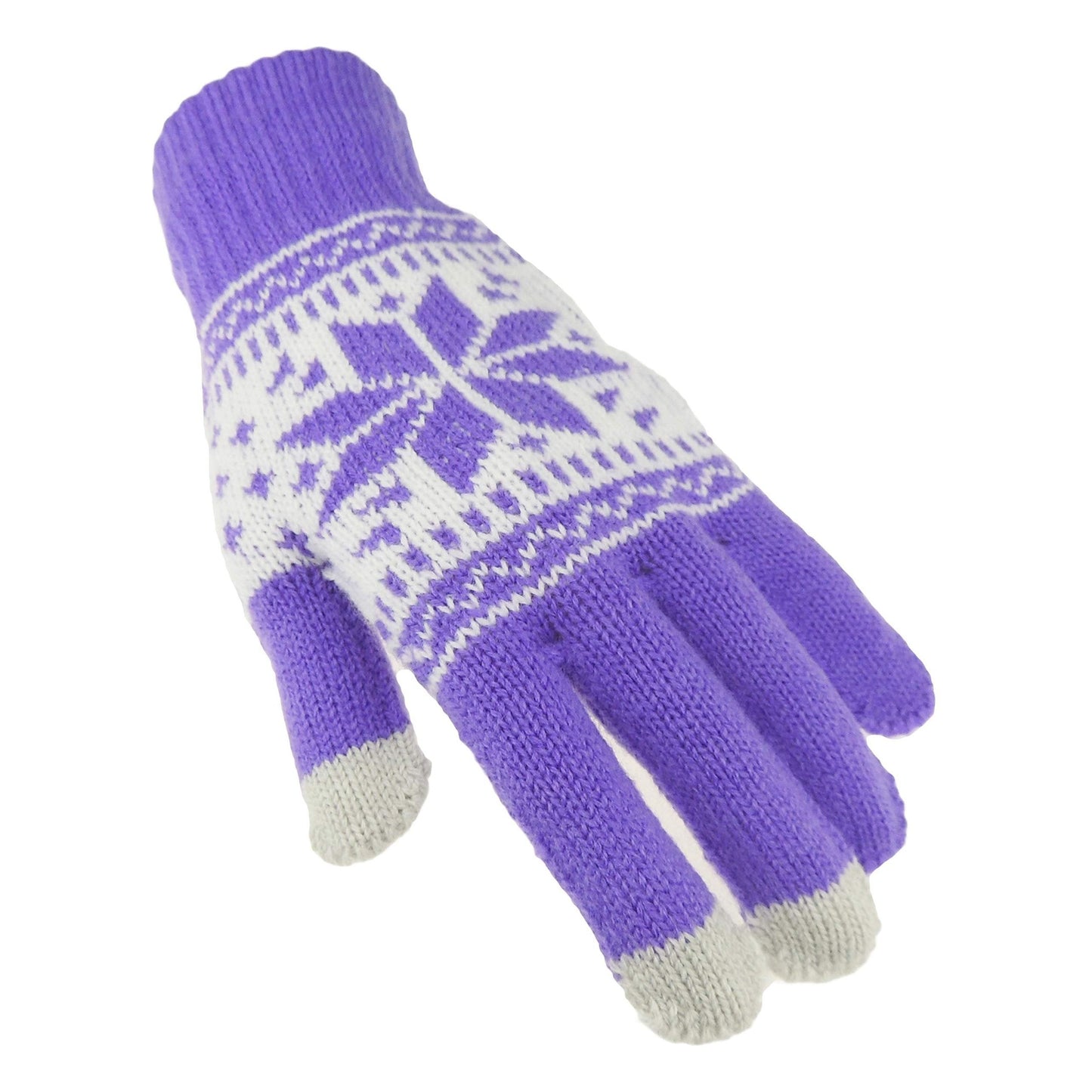 Glamour Girlz Ladies Soft Knit Warm Winter Touch Screen Fair Isle Snowflakes Gloves One Size (Cream)