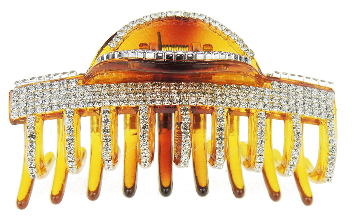 Extra Sparkly 10cm Diamante Crystal Evening Hair Claw Clamp Spaced Even Stripes