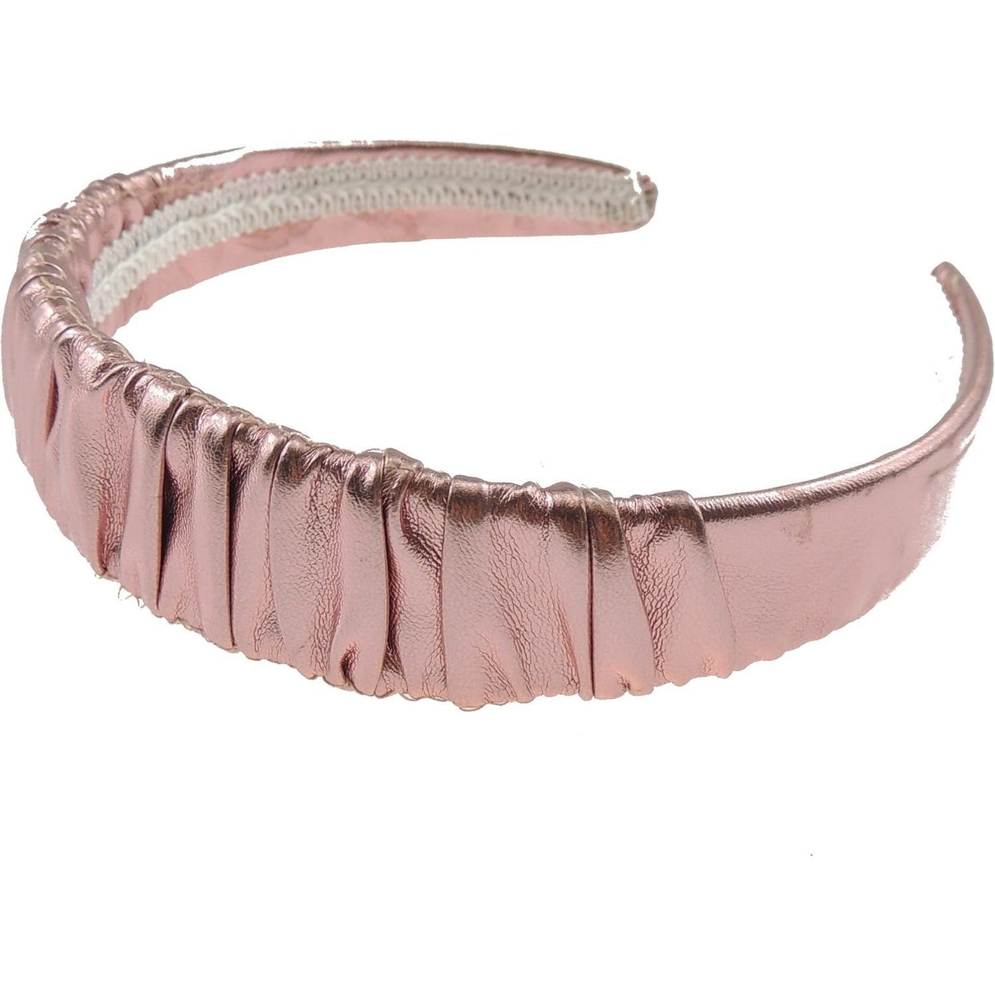 Womans Girls Metallic Crinkle Leather Look Vegan Fabric Turban Evening Boho Retro Funky Vintage Rouched Crinkle Headband Alice Band Hair Hairband For Christmas Birthday Wedding