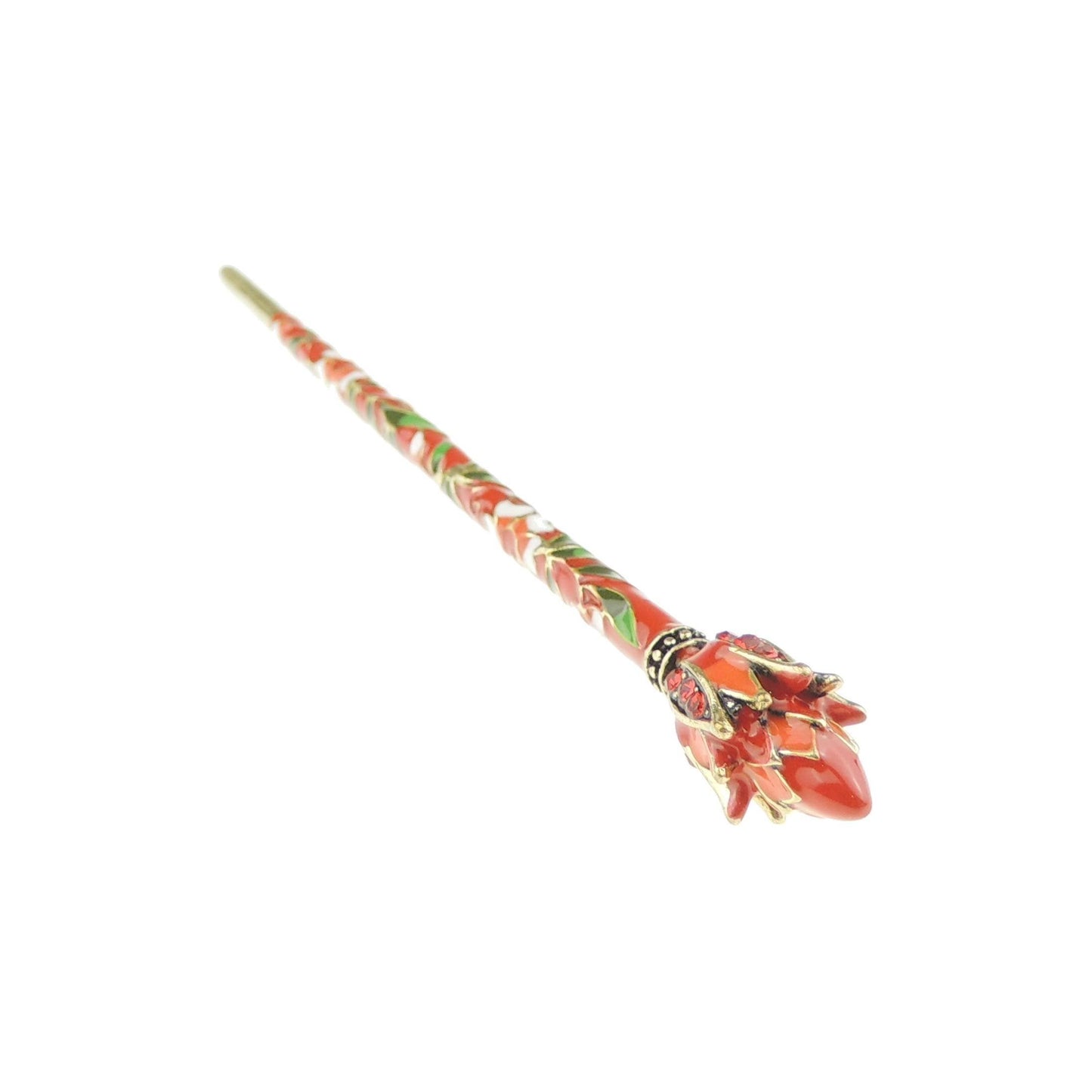 Womens Retro Bridal Wedding Party Bridesmaid Christmas Gift Banana Styling Hair Accessories Pins Bun Holder Chignon Brooch Hairpin Slide Jewelry Updo Chopsticks Stick Enamel Floral (Flower Green)