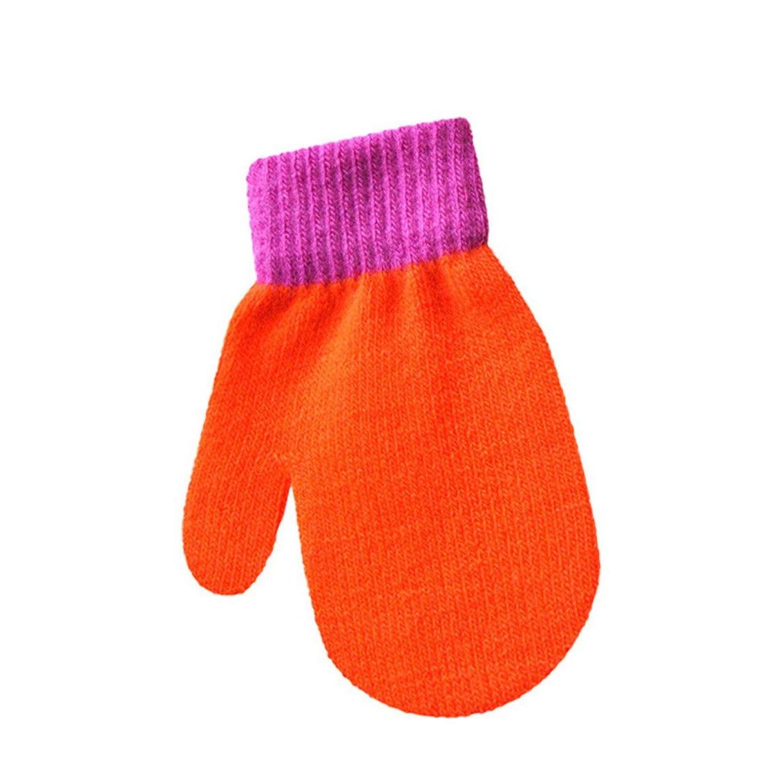 Soft Baby Girls Boys Kids Toddler Children Babies Knit Fleece Thermal Warm Winter Outdoor Stay On Gloves Plain Colour Mitts Mittens 6 9 Months 1 2 Years (Orange)