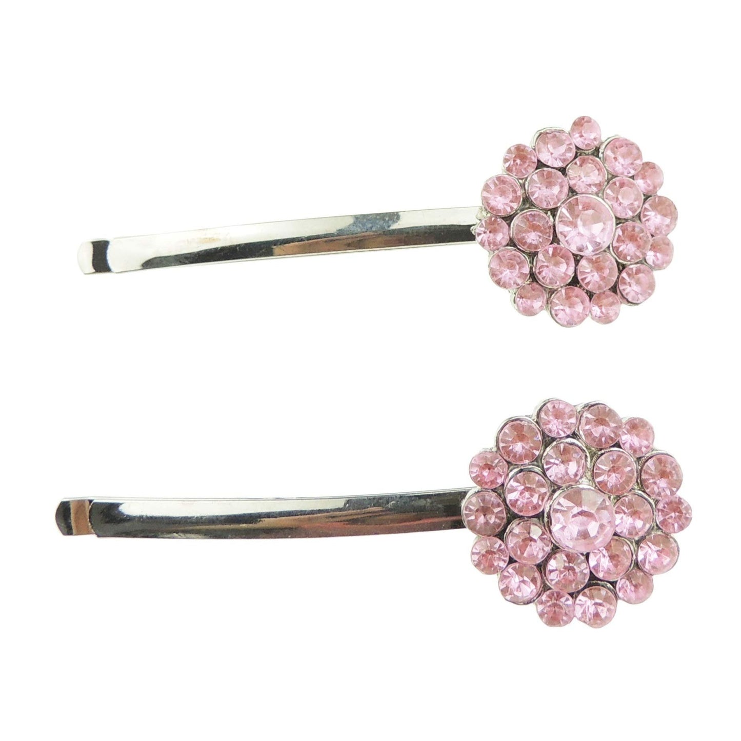 Ladies Pair of 2 Circle Sparkly Crystal Hair Grip Clip