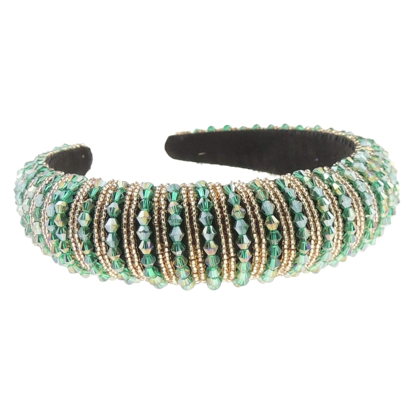 Womens Sparkly Beaded Rhinestone Embellished Jeweled Crystal Wide Bump Thick Padded Evening Formal Occasion Christmas Birthday Wedding Bridal Party Headband Hair Alice Band Hairband
